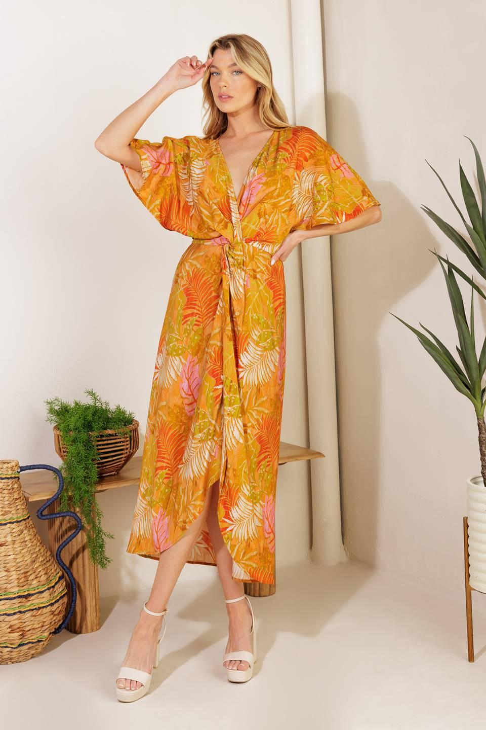 BUDDING HEARTS WOVEN MIDI DRESS.