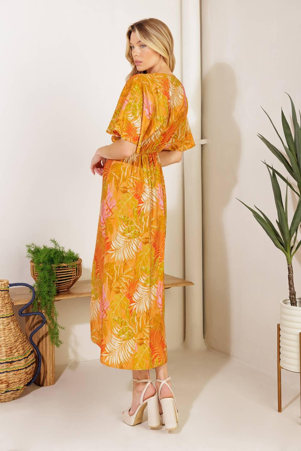 BUDDING HEARTS WOVEN MIDI DRESS.