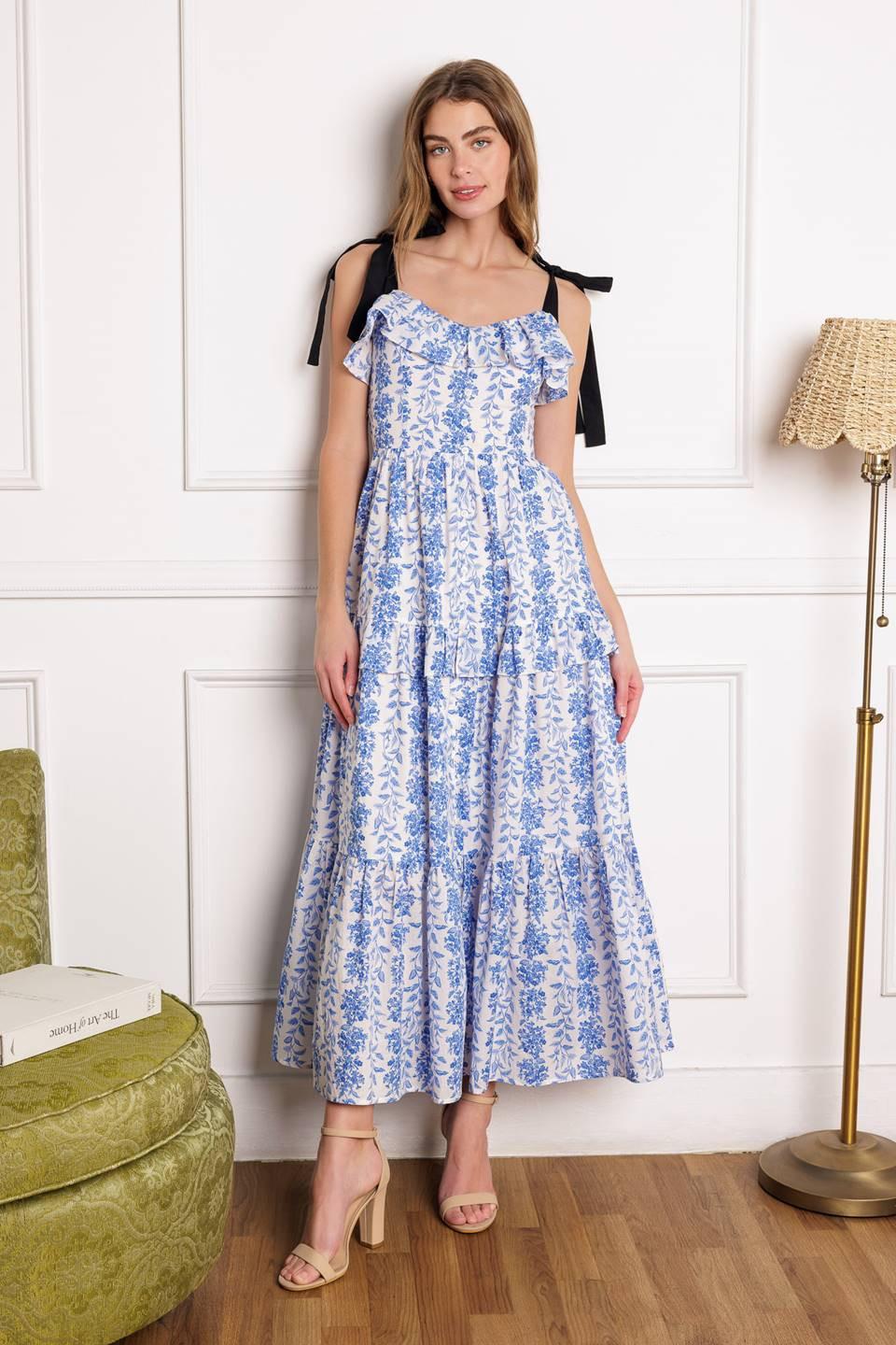 OFF FOR THE DAY WOVEN MIDI DRESS.