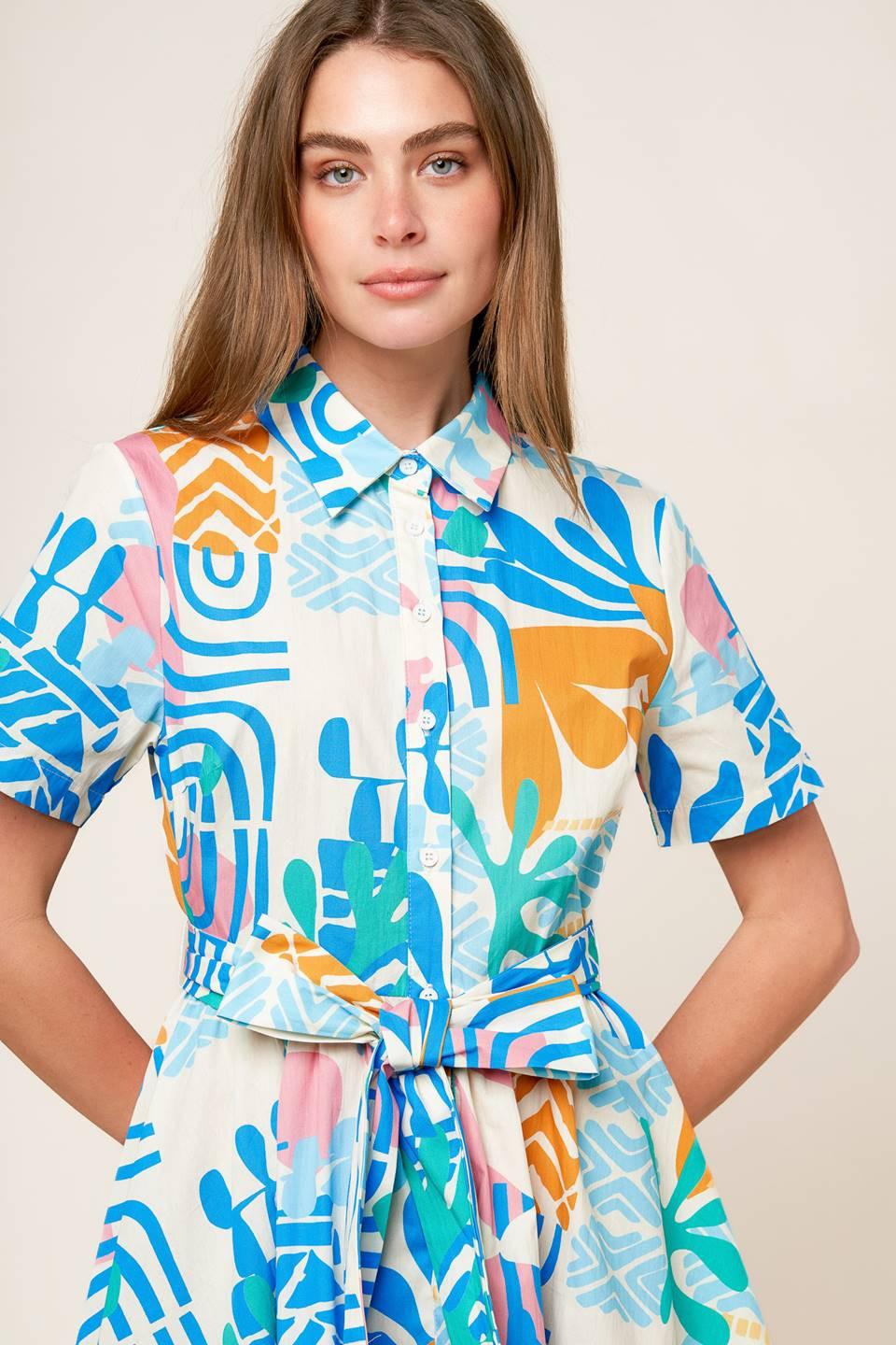 GARDEN SOCIAL WOVEN MINI DRESS.