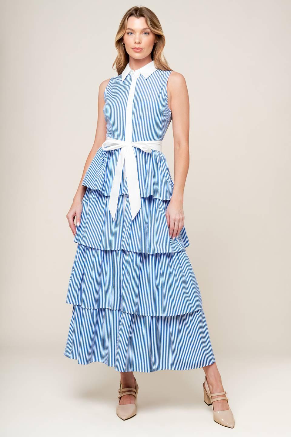 A TOUCH OF GRACE WOVEN MIDI DRESS.