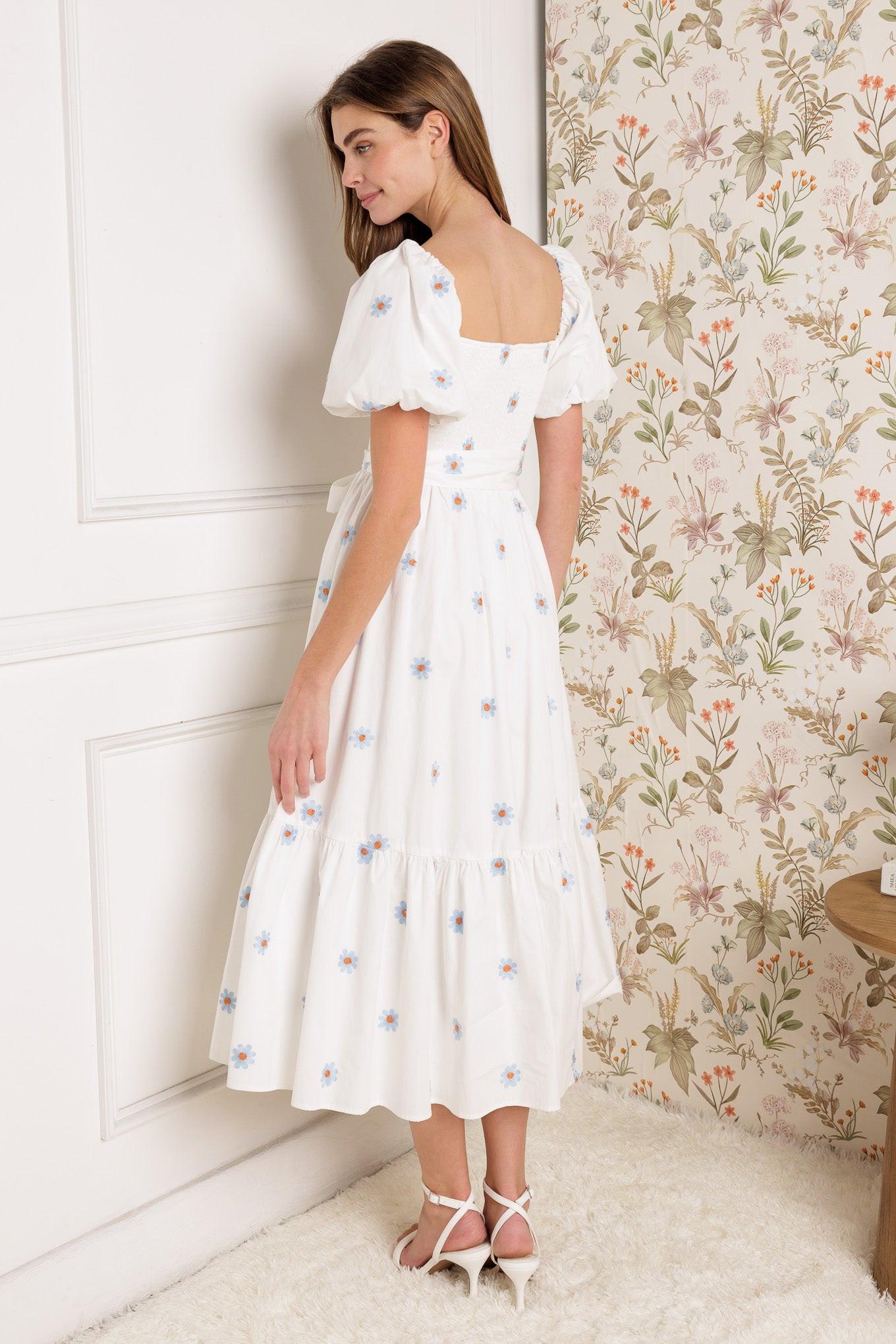 LUXE LAGOON EMBROIDERED MIDI DRESS - Flying Tomato - DRESSES - Flying Tomato