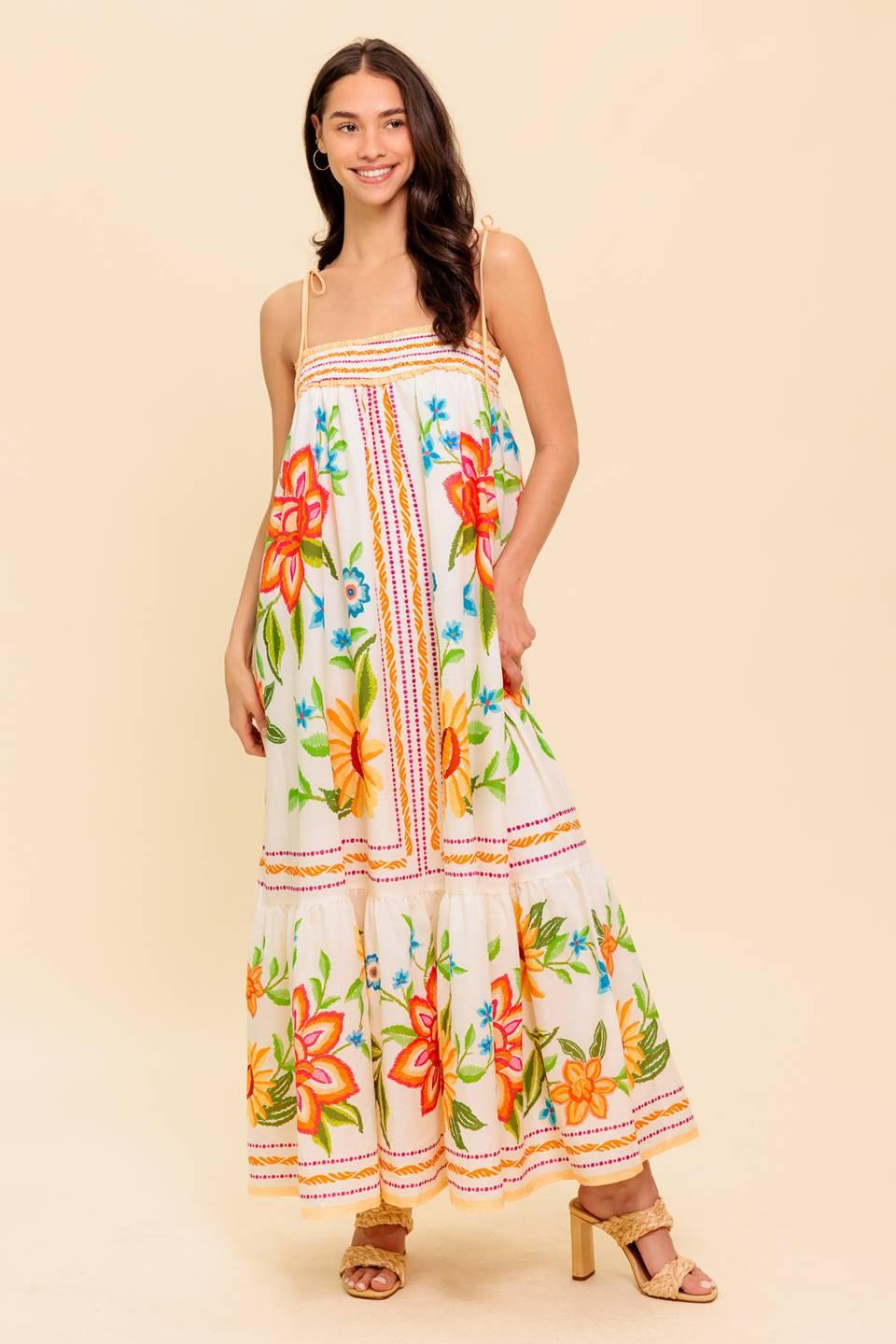 SAID AND DONE IVORY WOVEN MAXI DRESS.