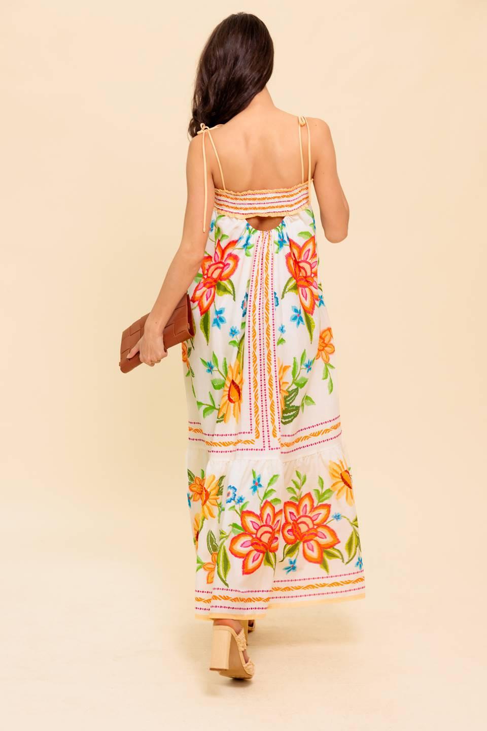SAID AND DONE IVORY WOVEN MAXI DRESS.