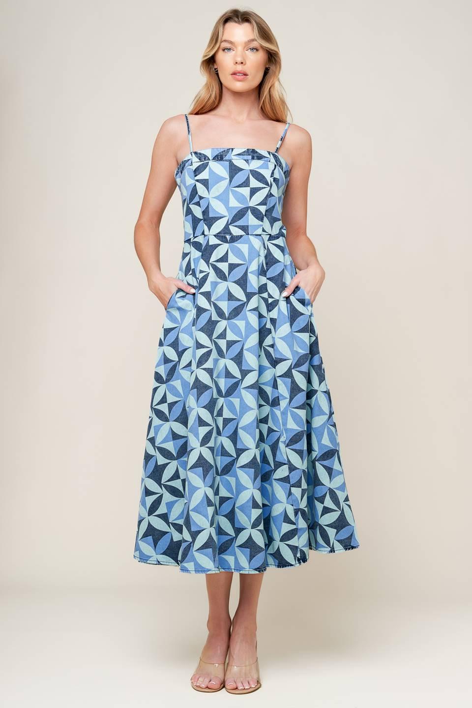 Gwenny Blue Denim Midi Dress L Flying Tomato Blue / S