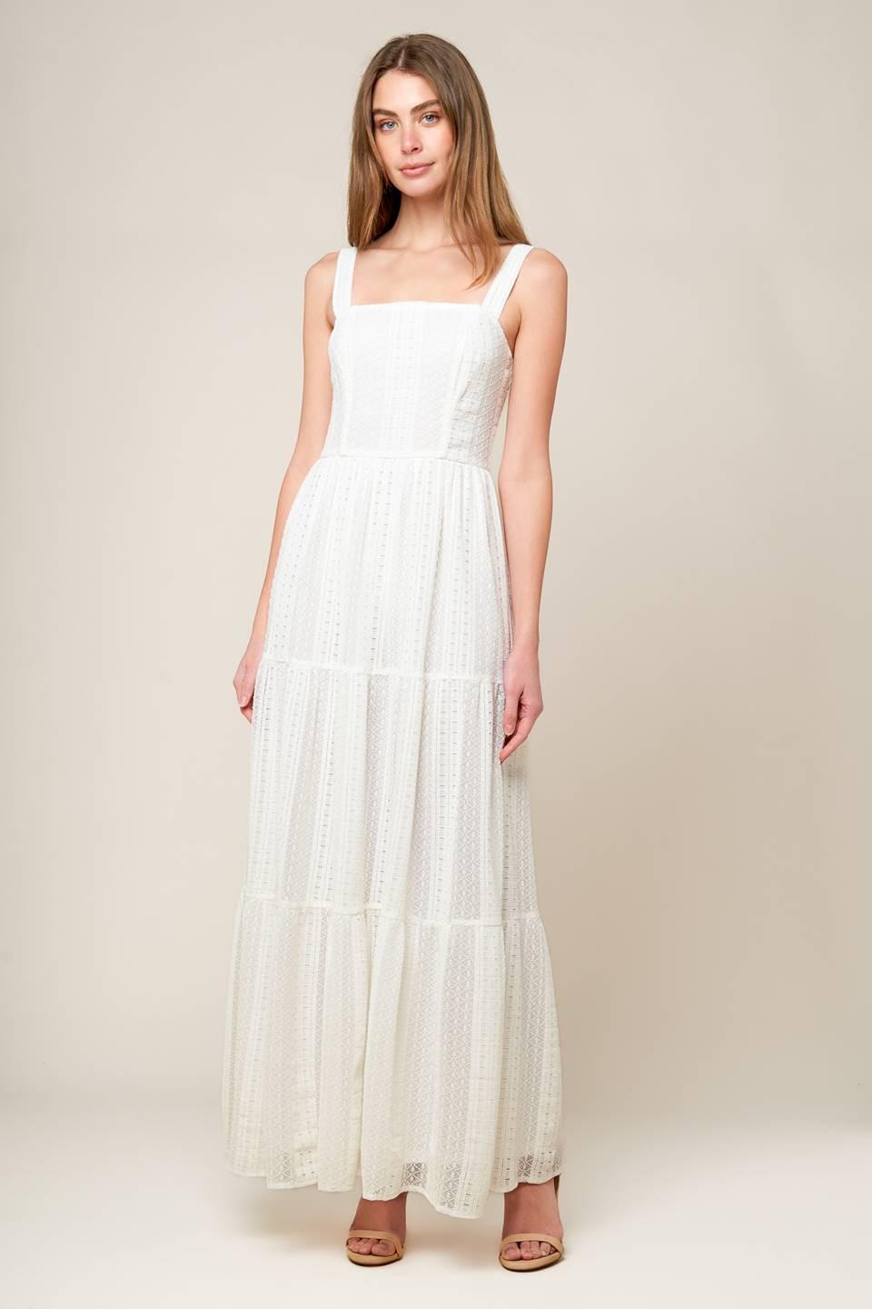 AFTER THE RAIN WHITE LACE MAXI DRESS.