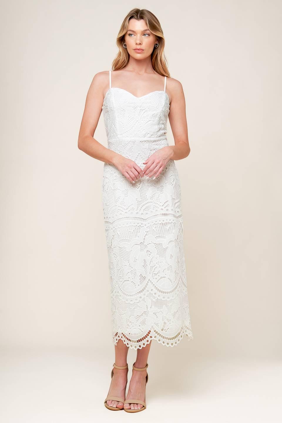 THE JOSEPHINE OFF WHITE WOVEN MIDI DRESS.