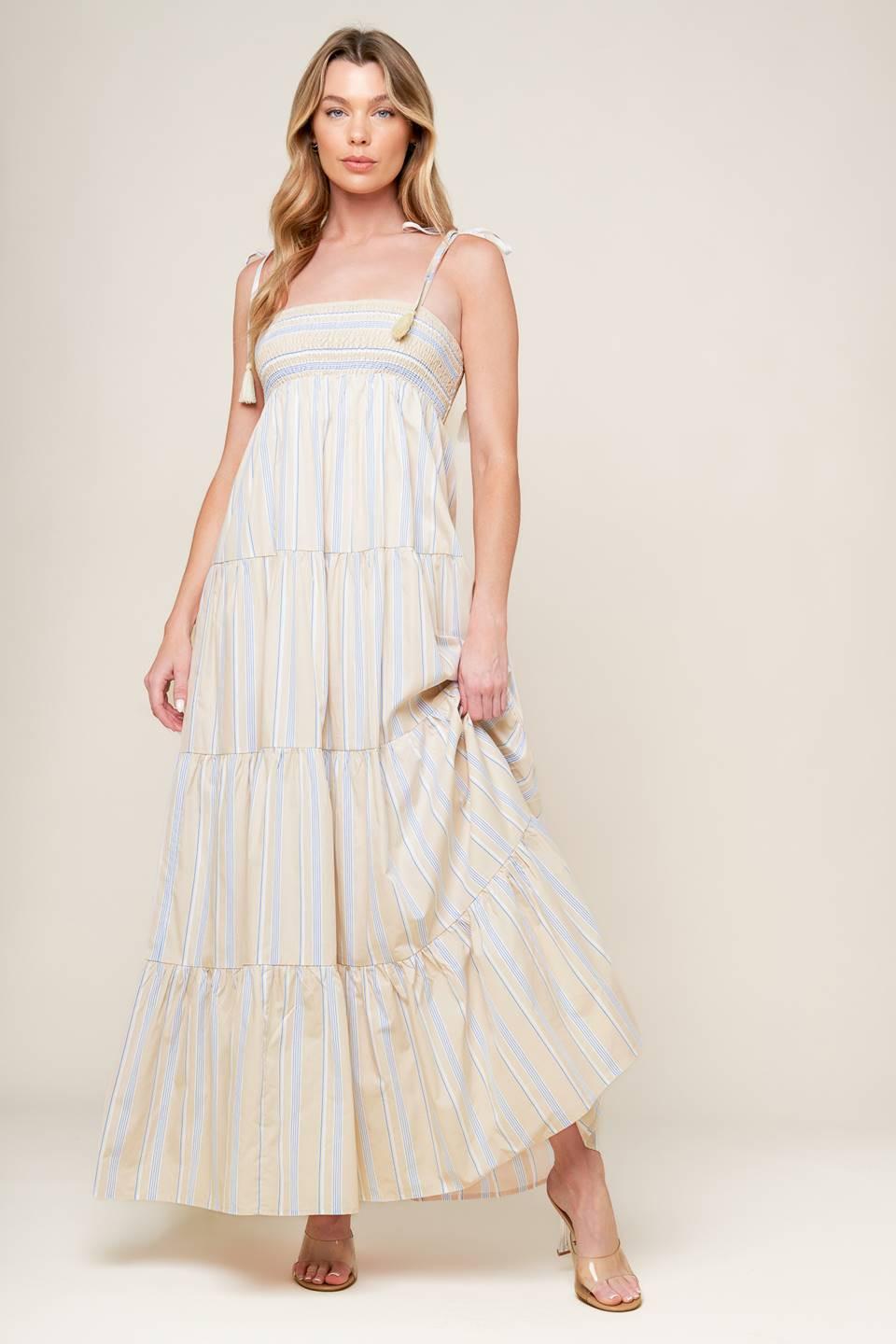 WAVES OF LIFT WOVEN MAXI DRESS.