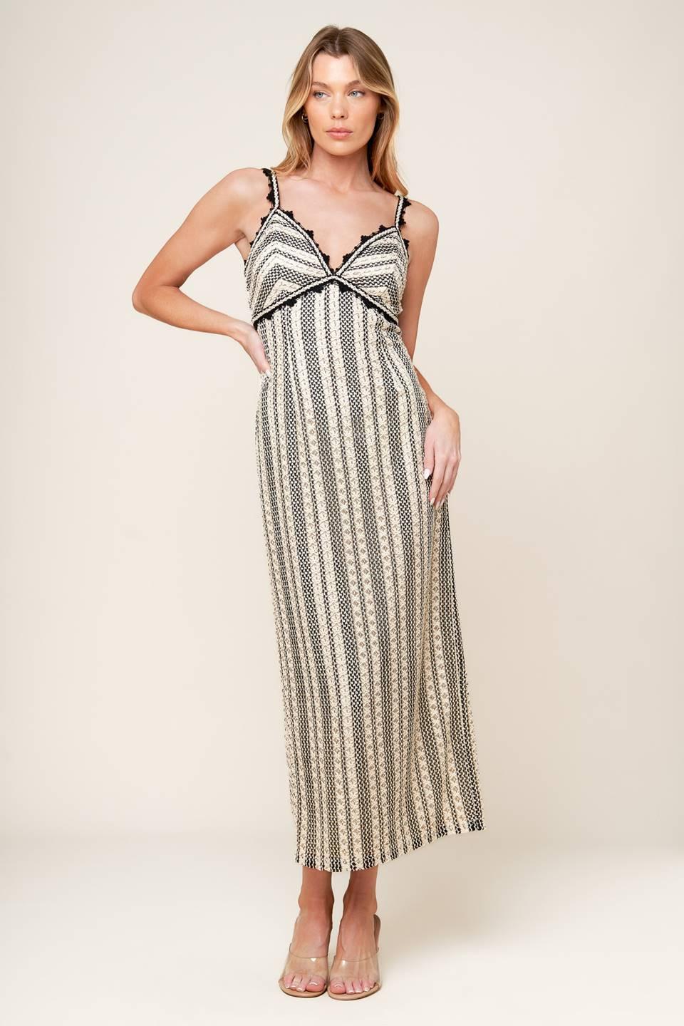 TAKE ME AWAY CROCHET LACE MIDI DRESS.