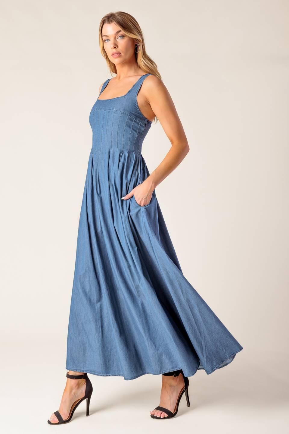 Passiflora Indigo Denim Midi Dress L Flying Tomato Indigo / L