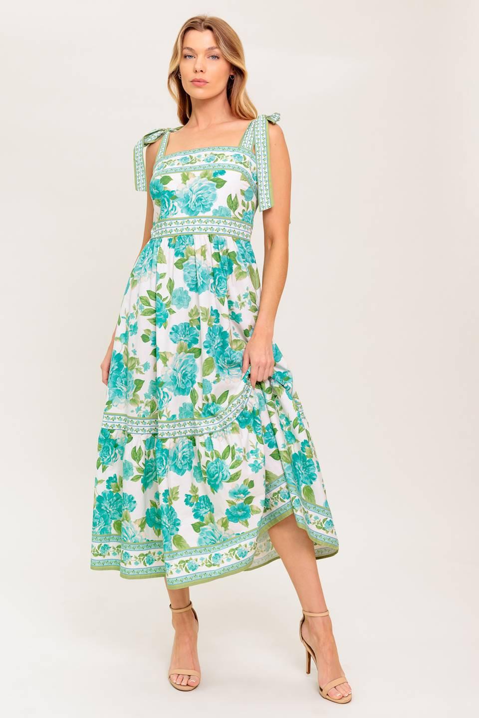 WRITTEN IN THE SKY WOVEN MIDI DRESS.