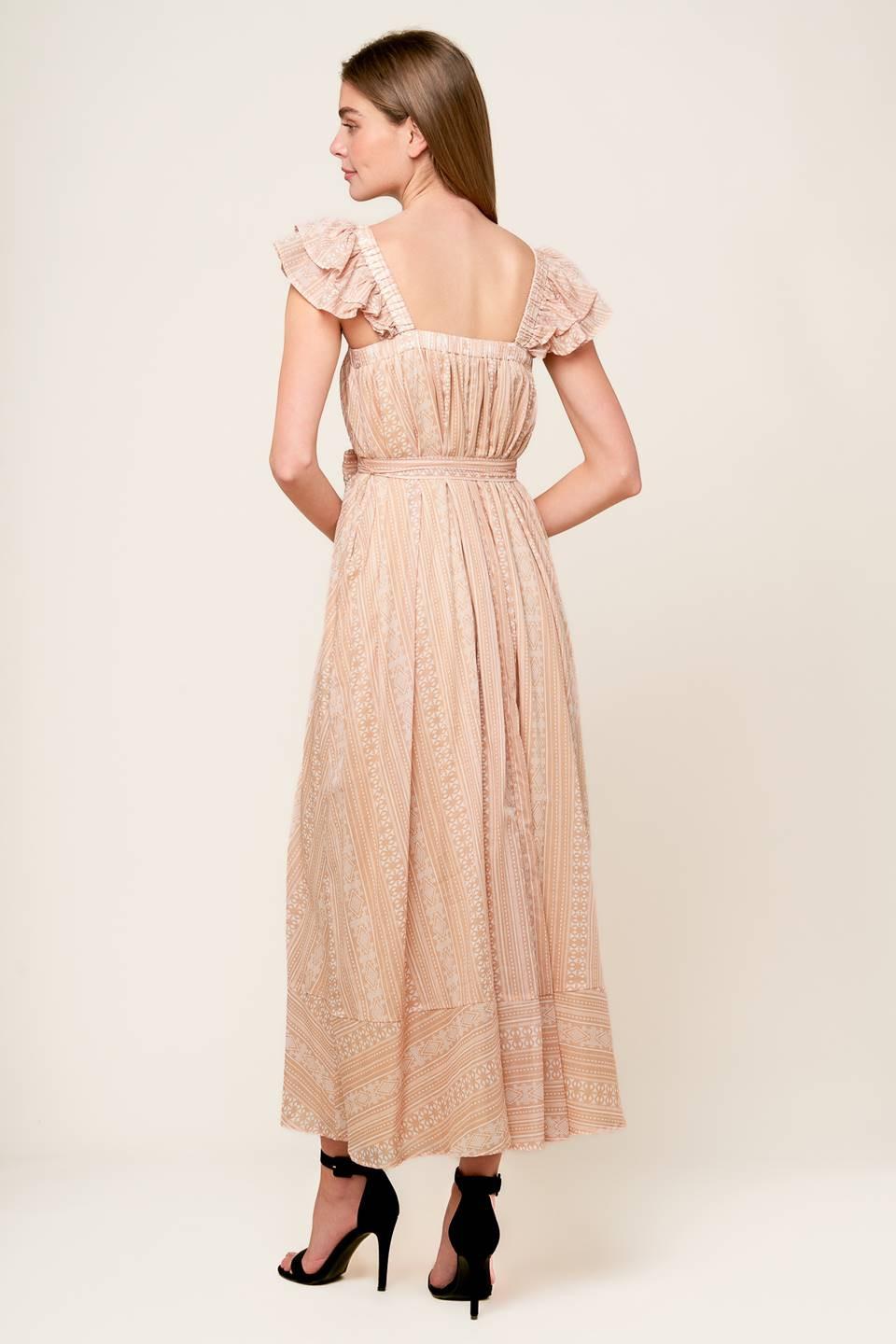 FROLIC THROUGH FIELDS WOVEN MIDI DRESS.