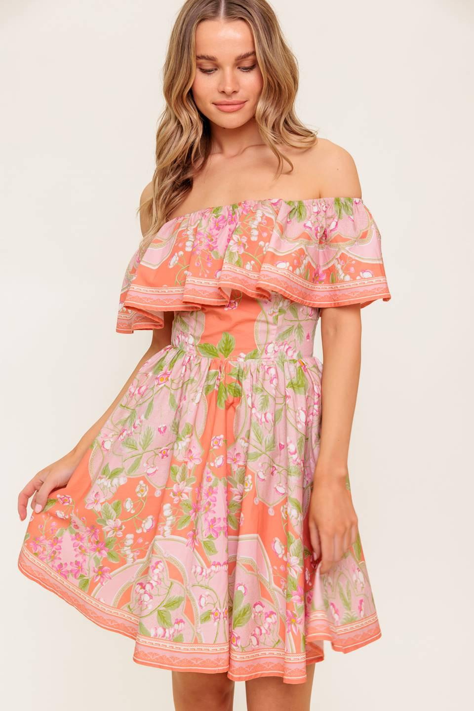 puff sleeve floral mini dress Saints & Secrets