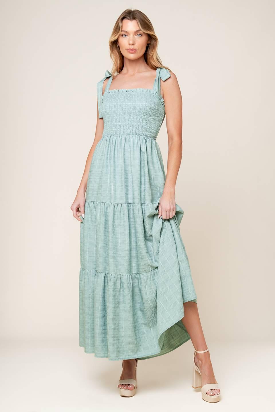 HORIZONS AHEAD WOVEN MAXI DRESS.