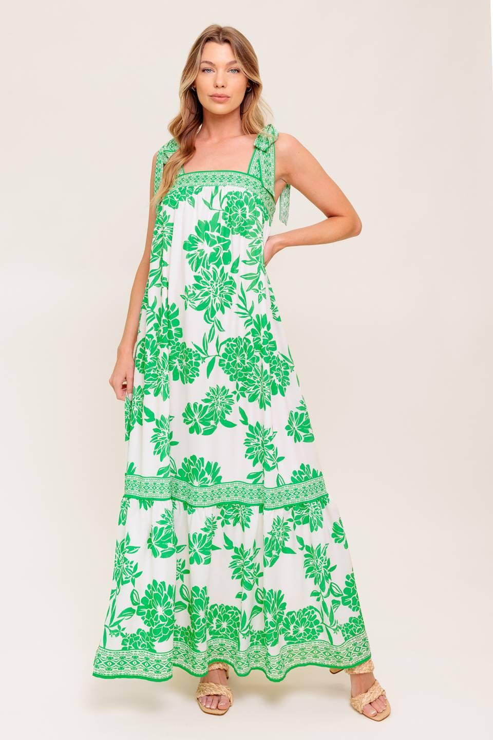 GARDEN TALES WOVEN MAXI DRESS.