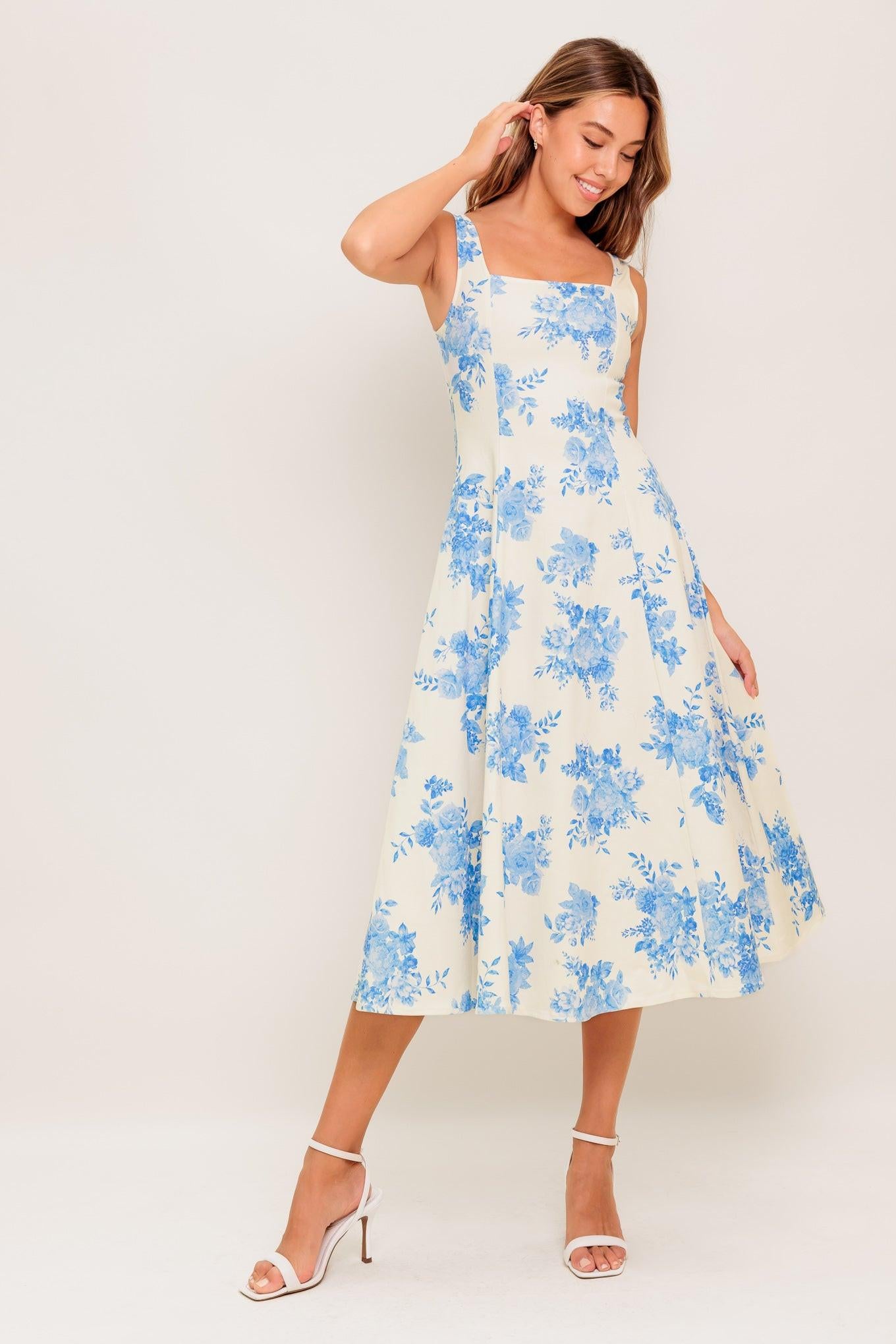 BLUEBELL BREEZE WOVEN MIDI DRESS.