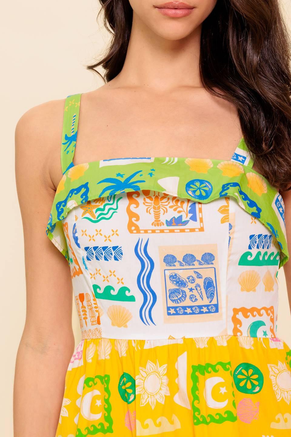 OUT OF OFFICE GREEN WOVEN MINI DRESS.
