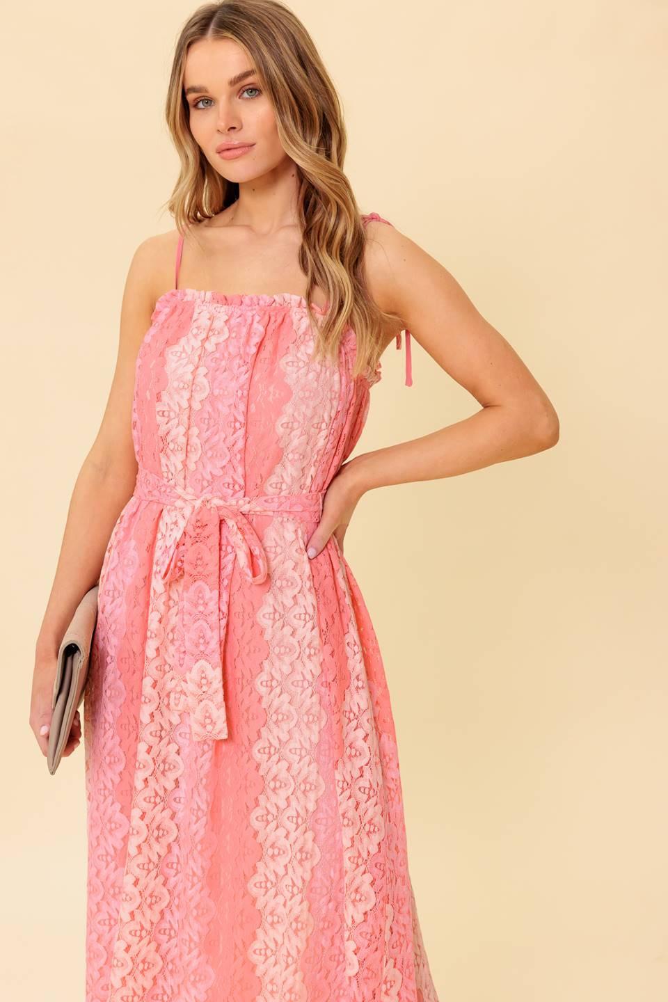 TAILOR MADE FOR YOU WOVEN LACE MIDI DRESS l FLYING TOMATO PEACH / M TAILOR MADE FOR YOU WOVEN LACE MIDI DRESS l FLYING TOMATO PEACH / M