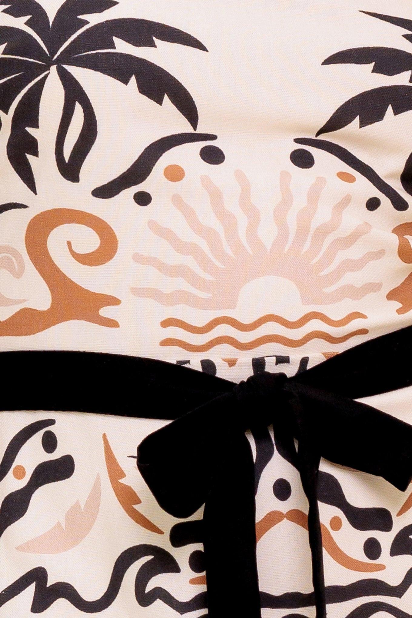 TROPIC NOIR WOVEN MINI DRESS.