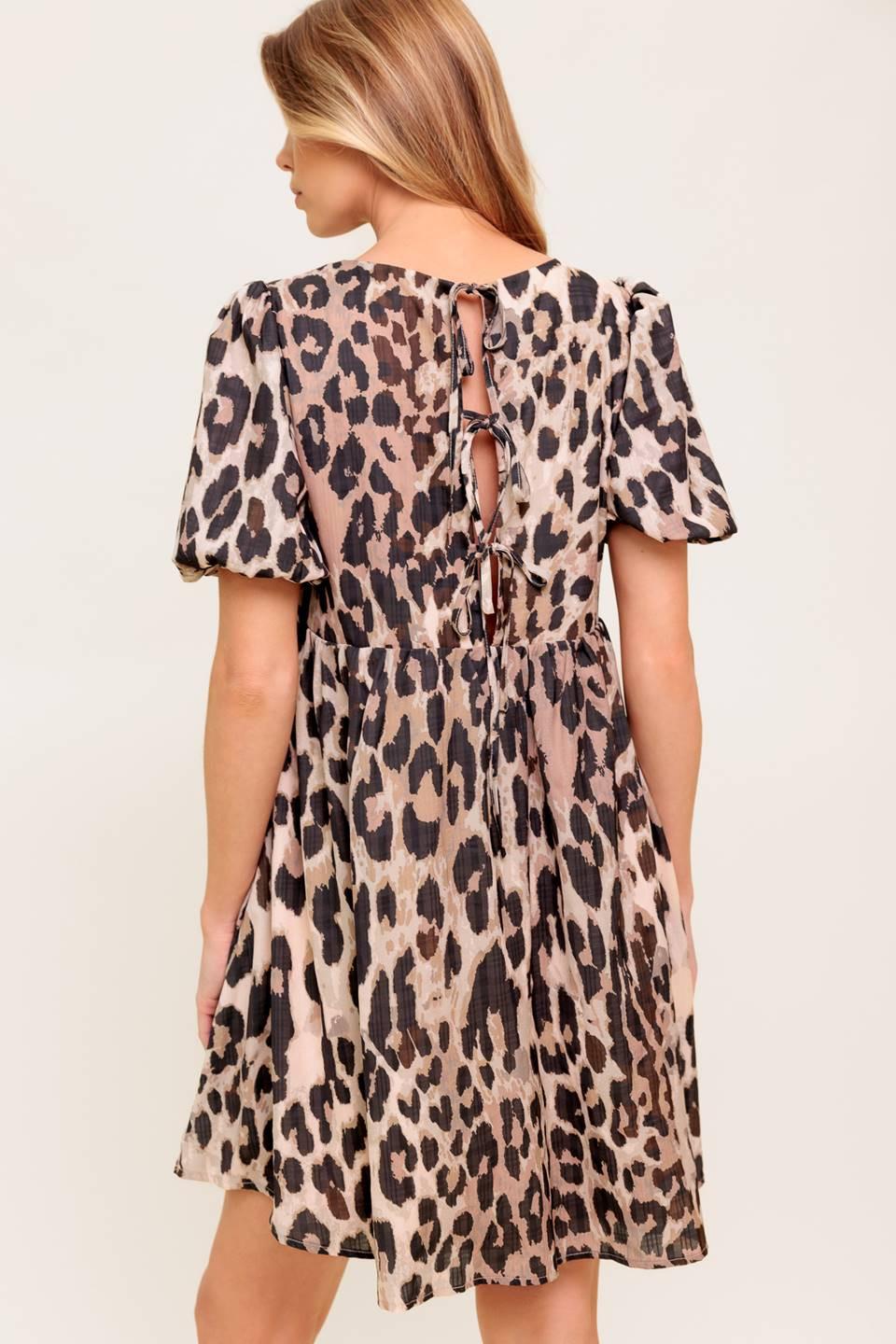 FOREVER YOURS LEOPARD WOVEN MINI DRESS.