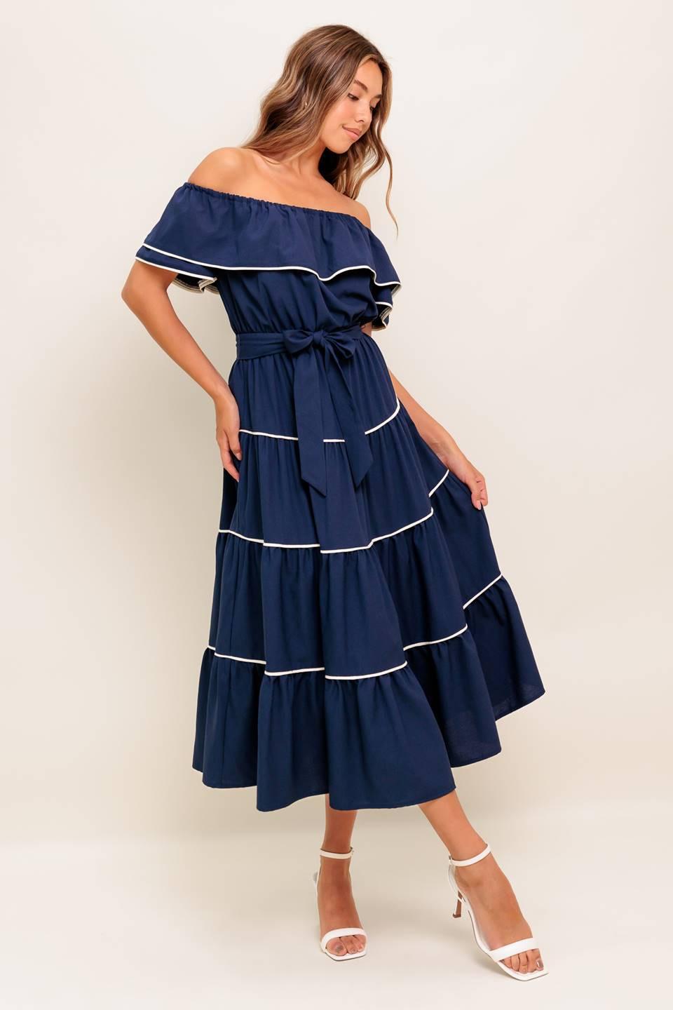 flounce detail layered midi dress Rails | Gia Dress - Mini Chain Daisies | Premium Cotton | Size XS