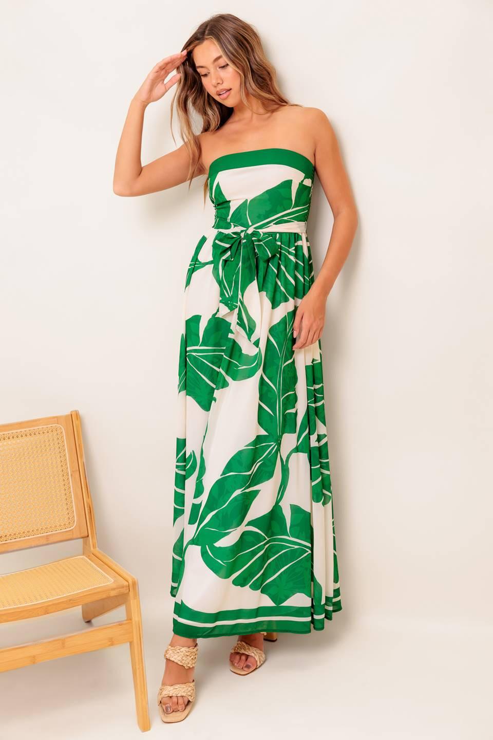 PURE MOMENT GREEN WOVEN ANKLE DRESS.