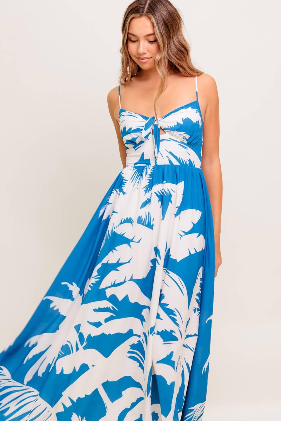 cami top maxi dress SLOW MORNINGS NAVY WOVEN MAXI DRESS