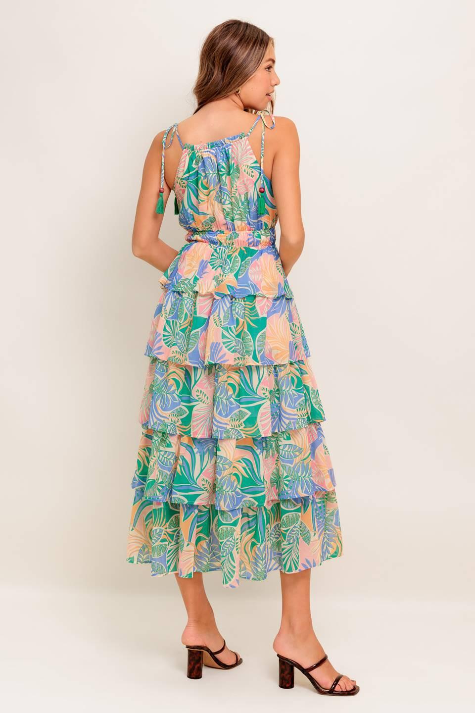 CABANA DREAMS WOVEN MIDI DRESS.