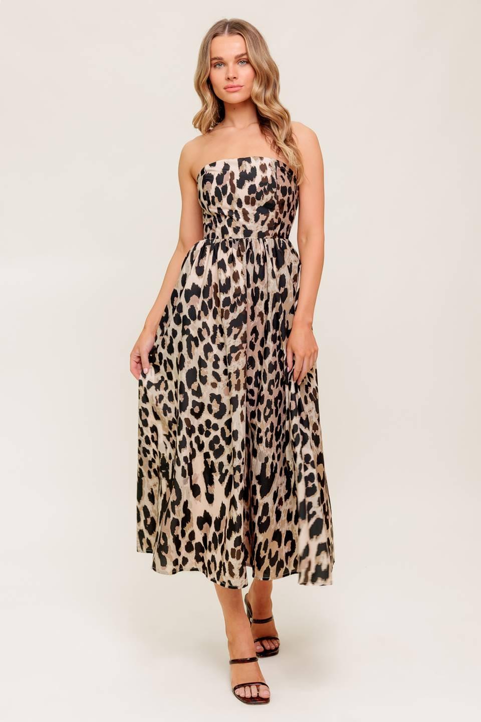 FLUTTER GLOW BALLET WOVEN MIDI DRESS.