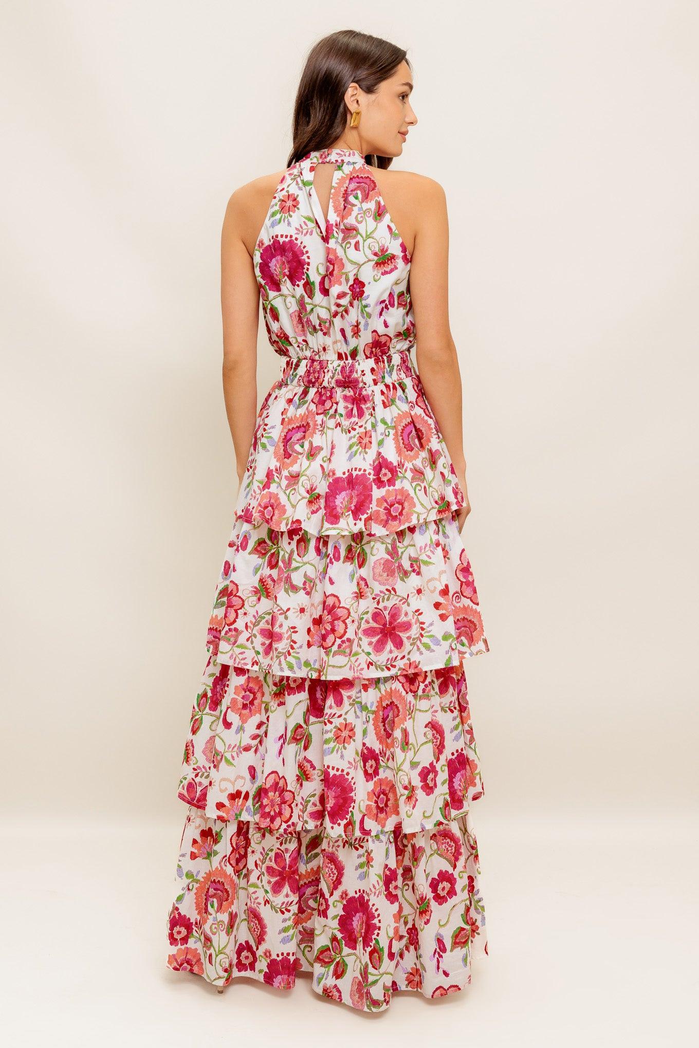 FLORAL RHAPSODY WOVEN MAXI DRESS - Flying Tomato - DRESSES - Flying Tomato