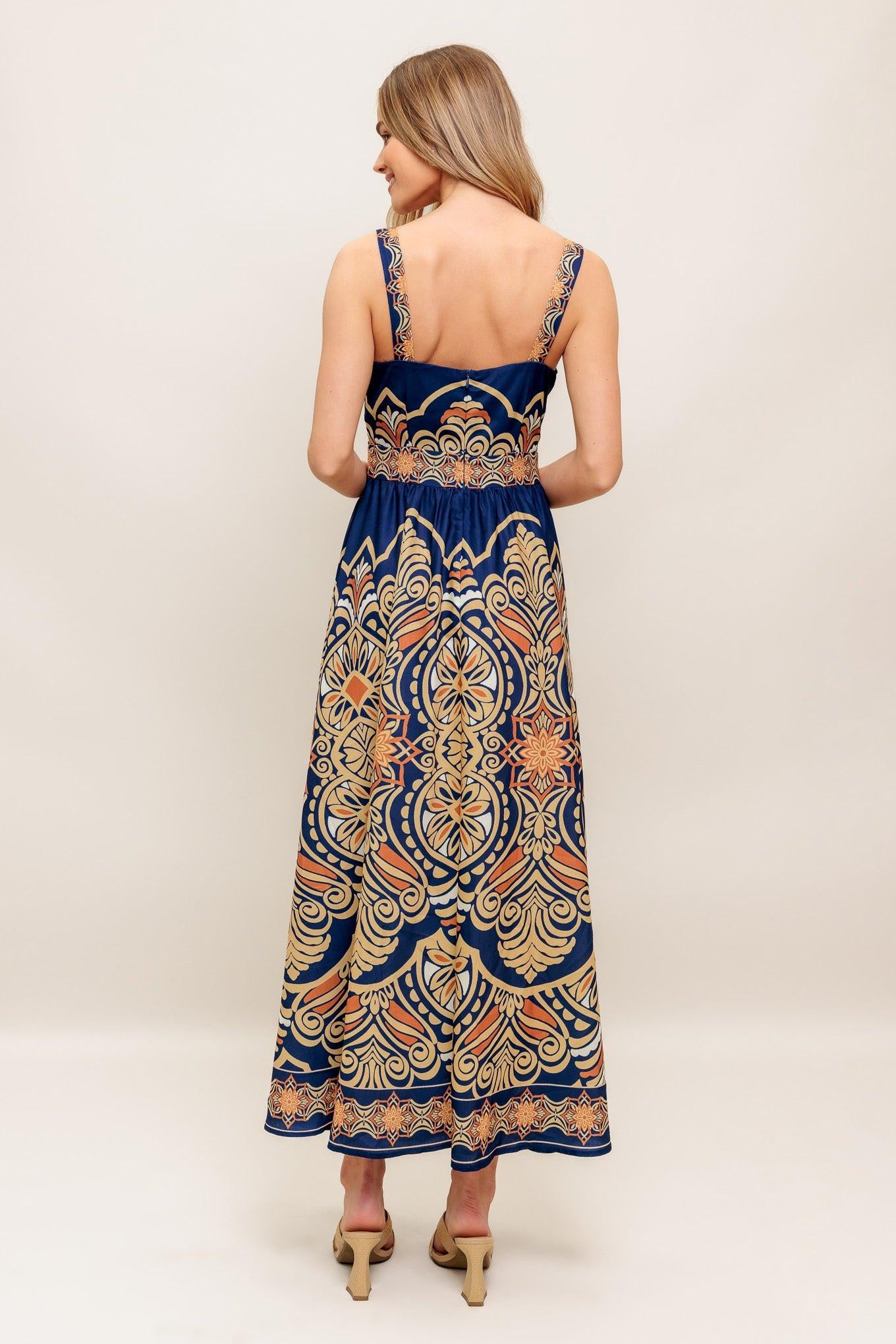 SAHARA DREAMS WOVEN MIDI DRESS.