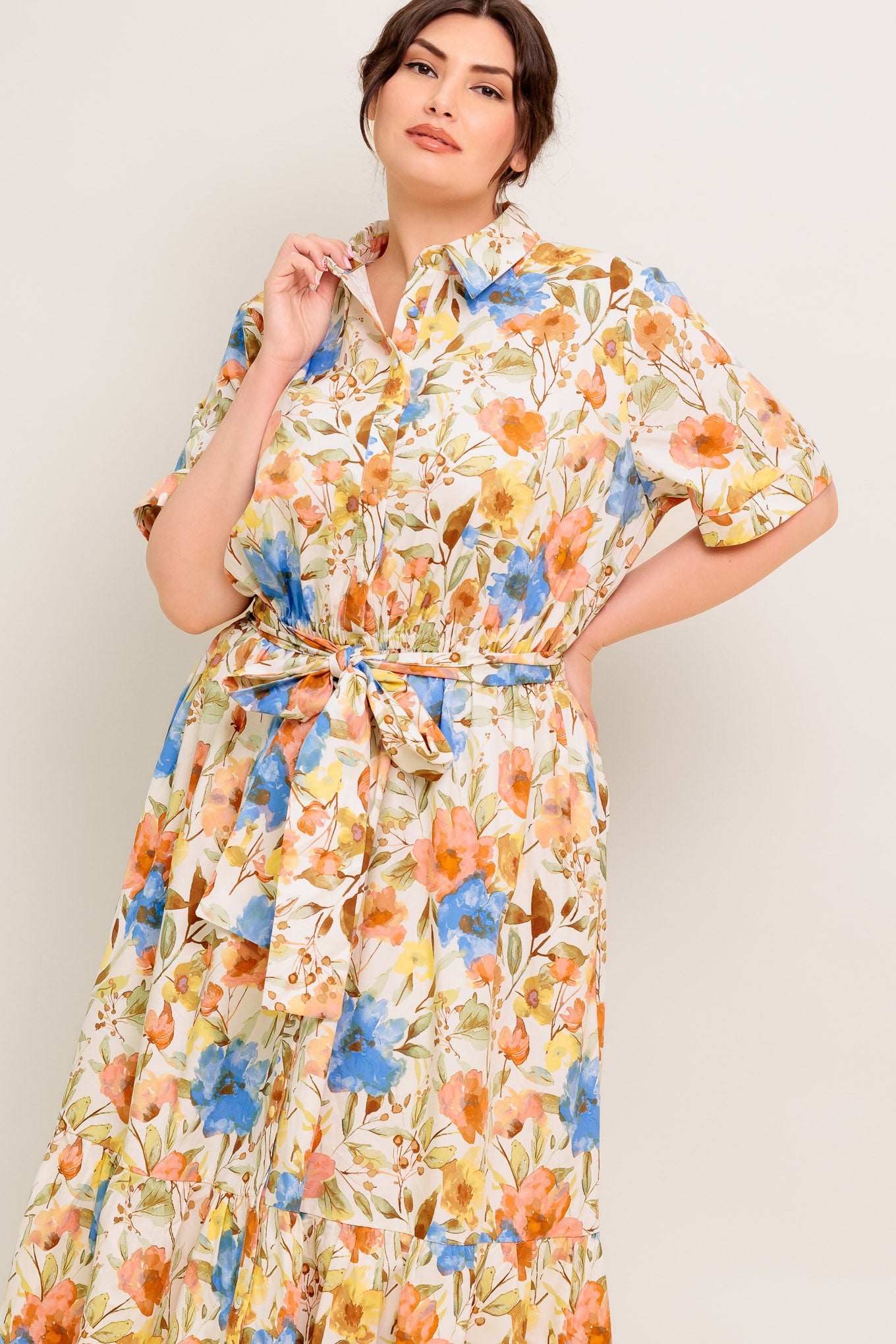 PROSPERINA GIOVANNA IVORY WOVEN MIDI DRESS