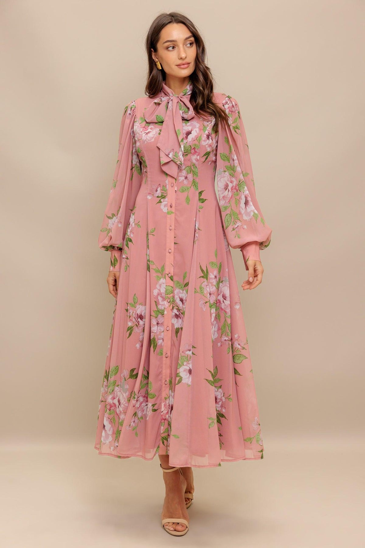 BLUSH BOTANICA WOVEN MIDI DRESS.