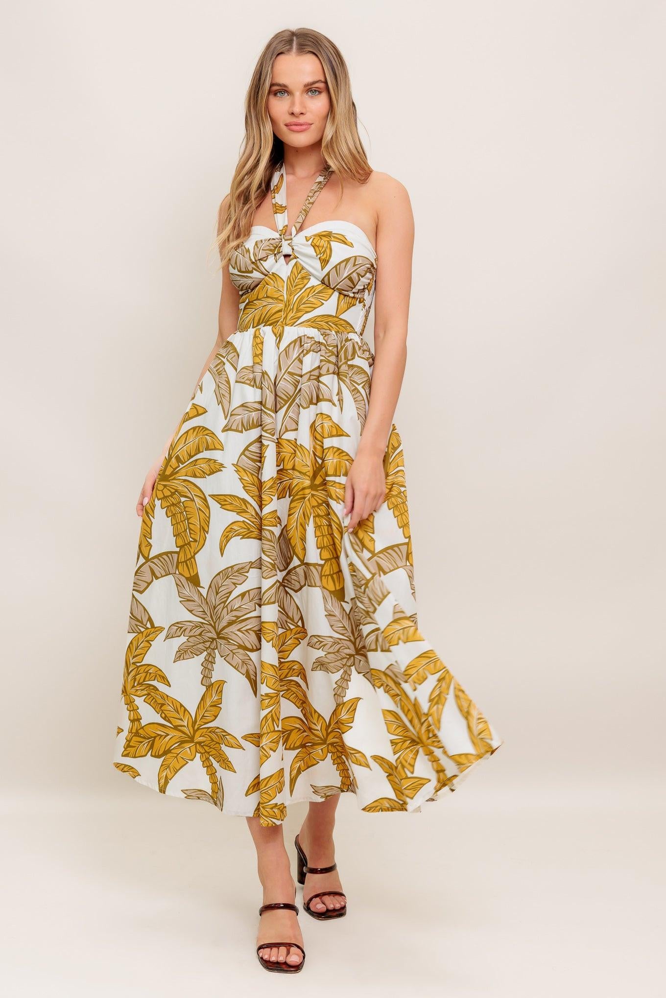 PETITE LOVE WOVEN MIDI DRESS.