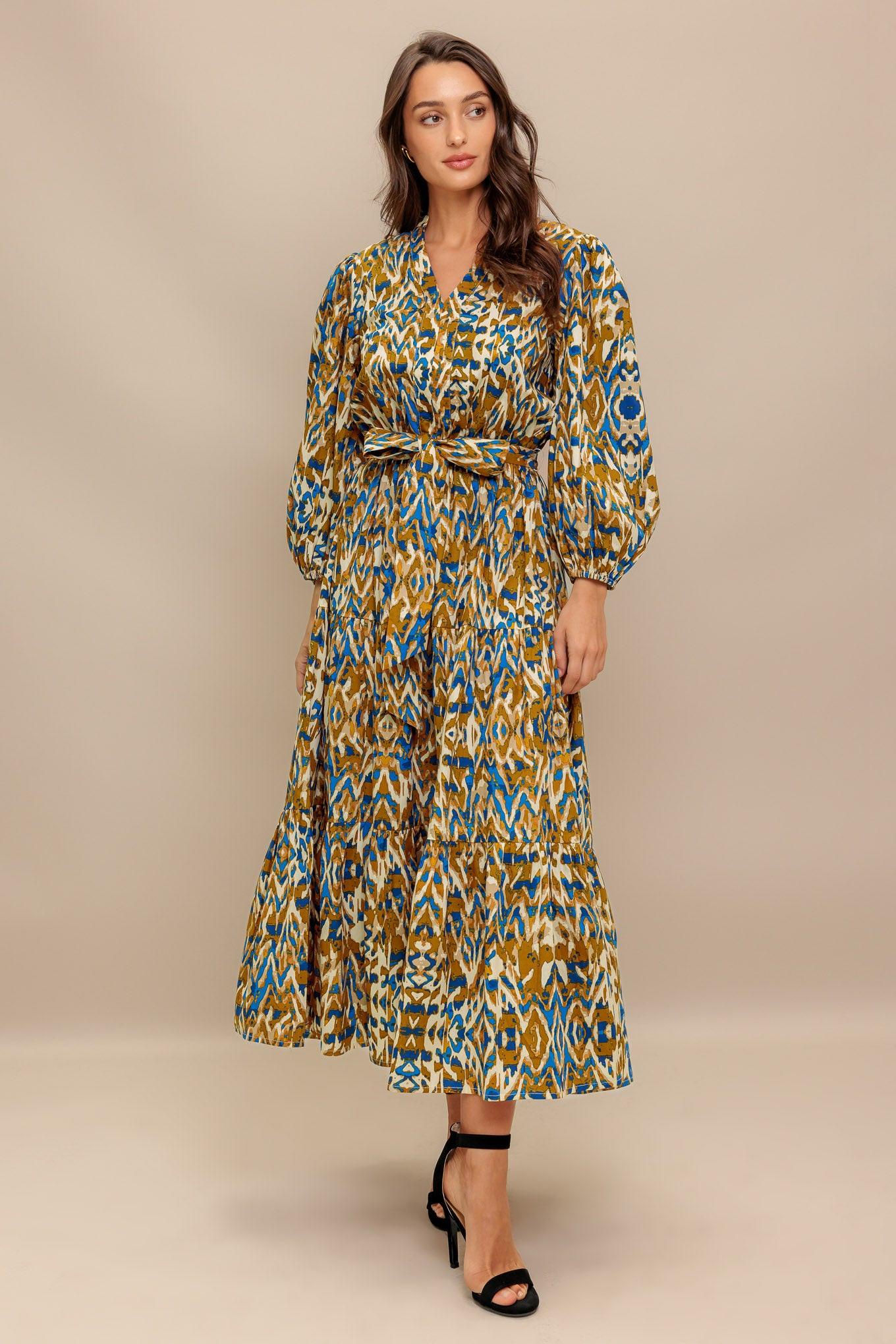 TERRA VISION WOVEN MIDI DRESS.