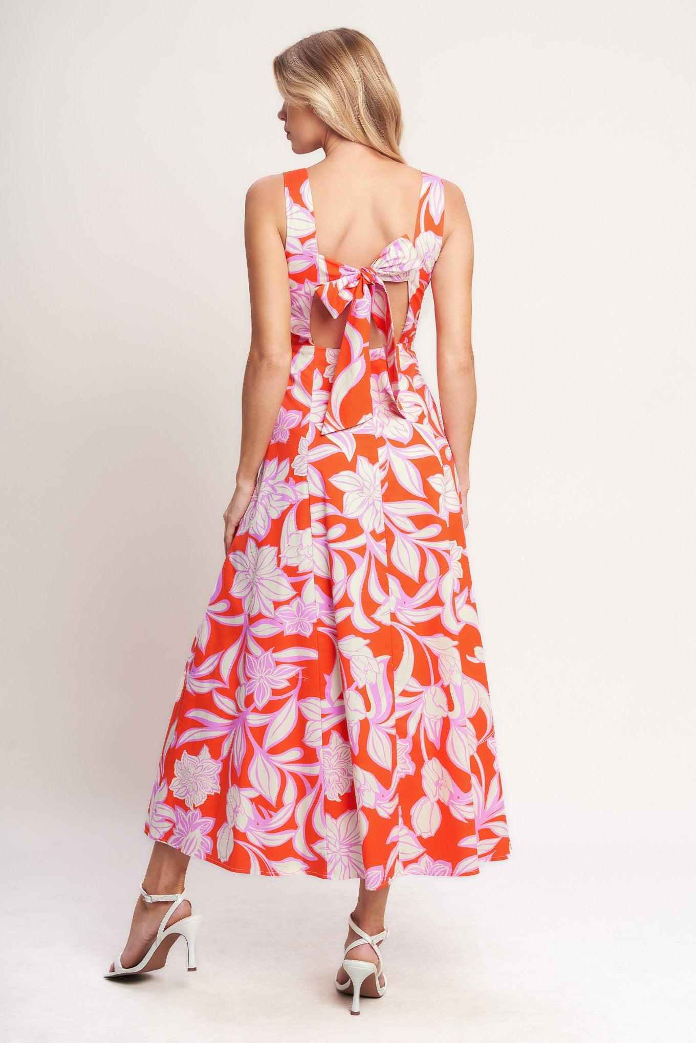 A printed woven midi dress featuring square neckline, sleeveless, circle skirt, bare back with tie and zipper closure
Details:
Self : 100% Cotton
Lining : 100% Polyester
Size & Fit
- Model is 5`8" And Wearing Size Small
- Measurements Taken From Size Small
- Approx. Length: 52"