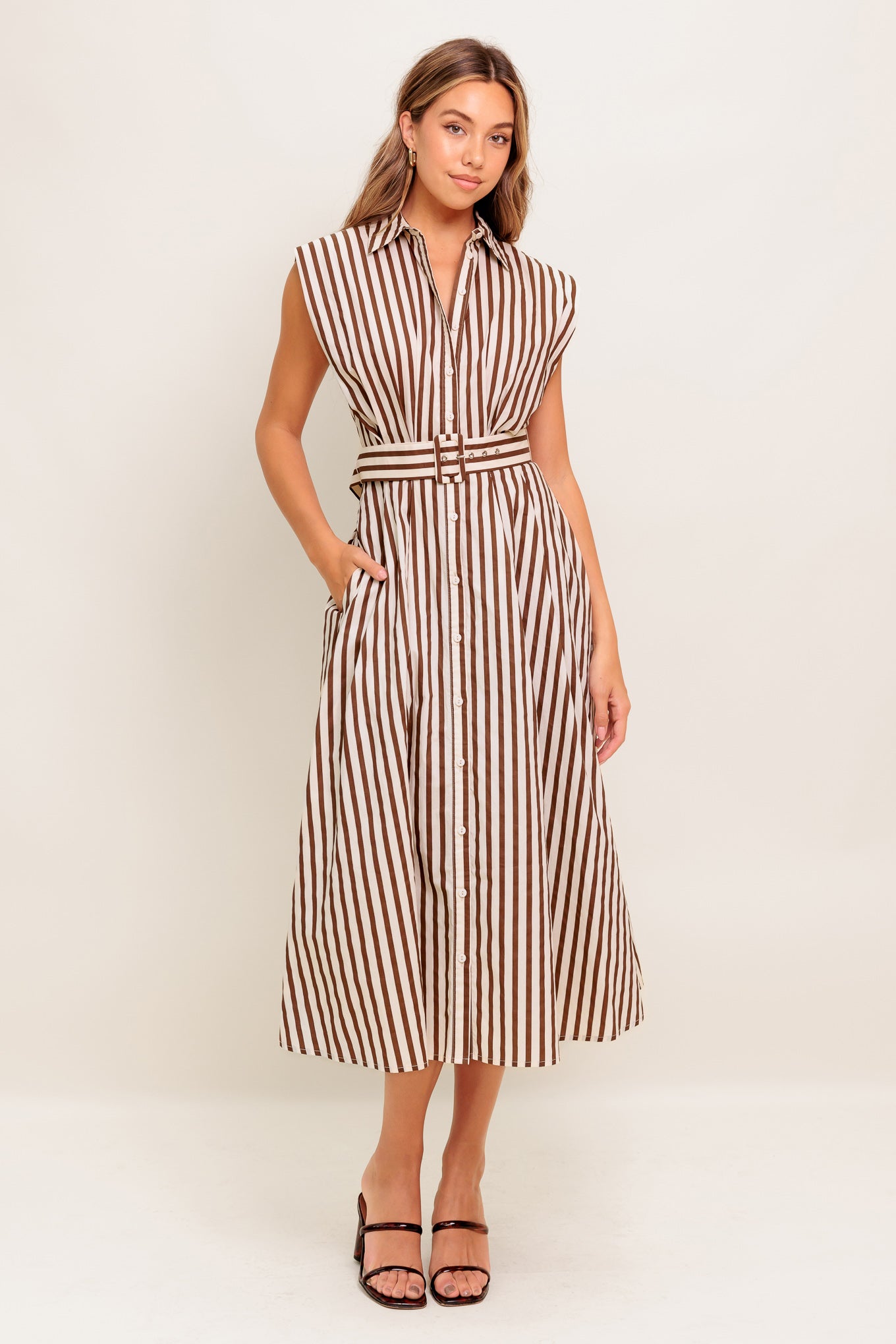 BISTRO STRIPE WOVEN MIDI DRESS