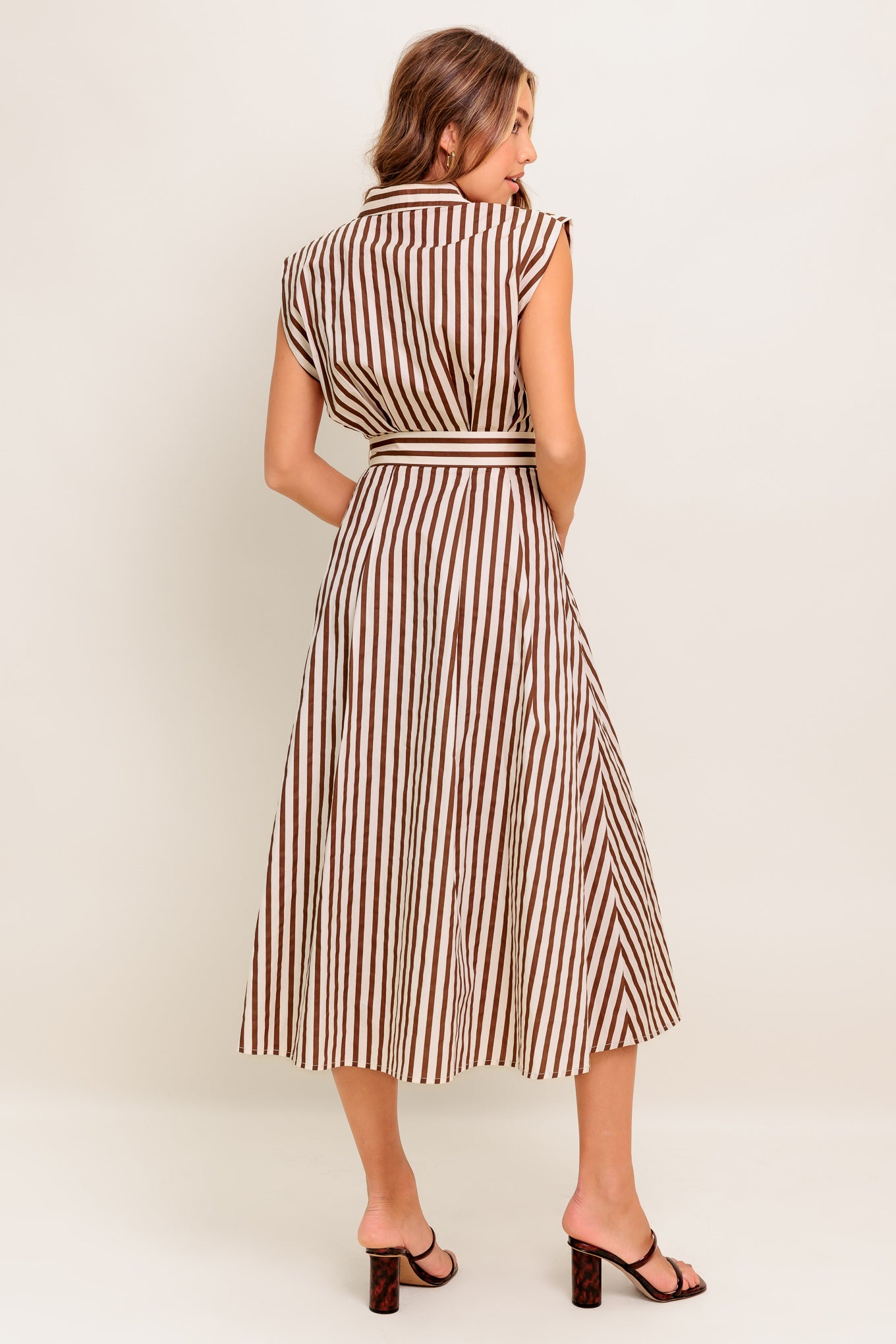 BISTRO STRIPE WOVEN MIDI DRESS