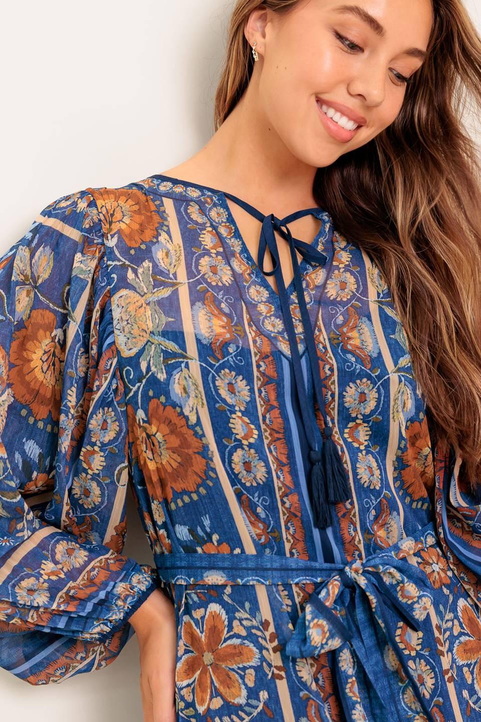 BOHEMIAN TAPESTRY WOVEN MIDI DRESS.