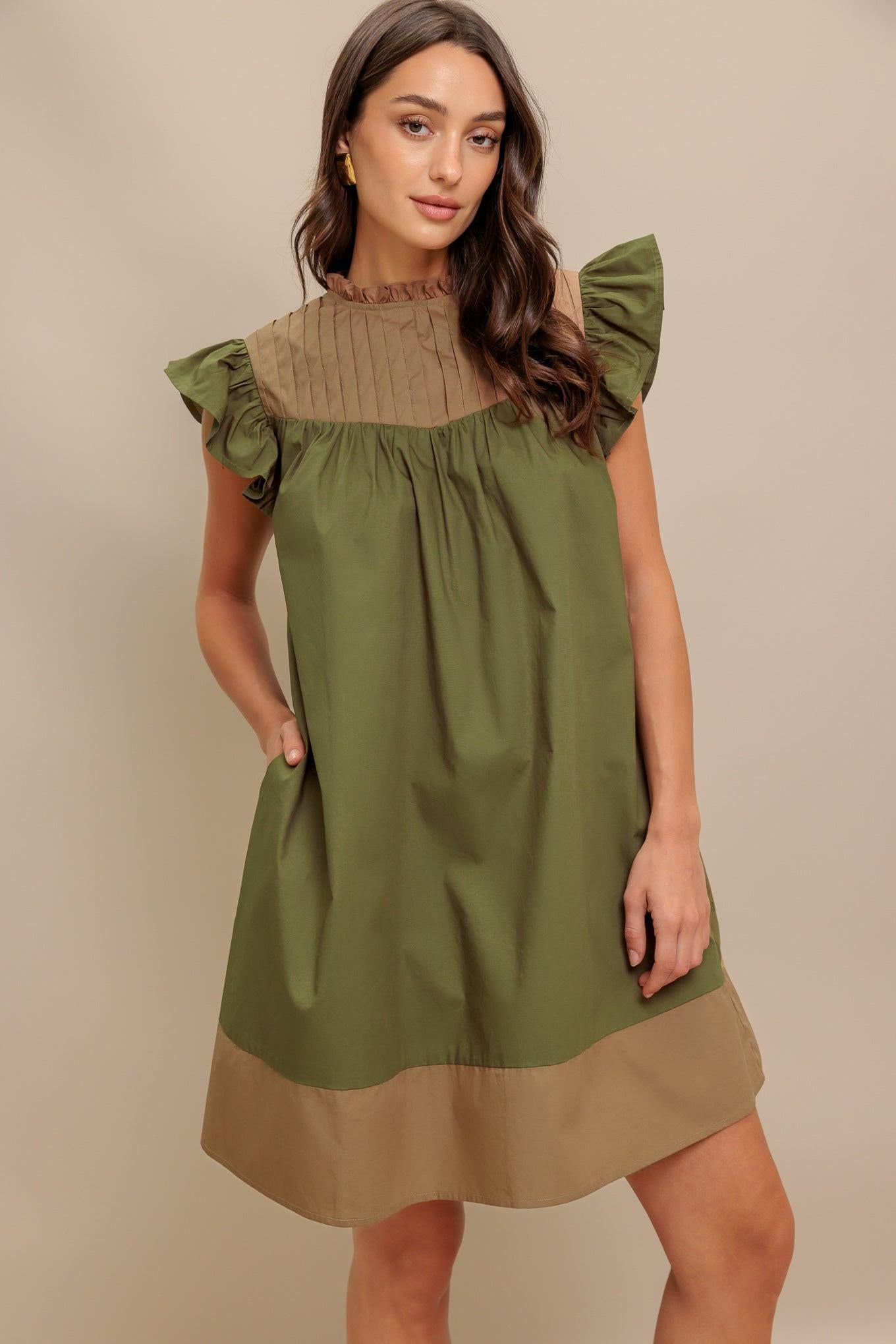FOREST WHISPER WOVEN MINI DRESS.