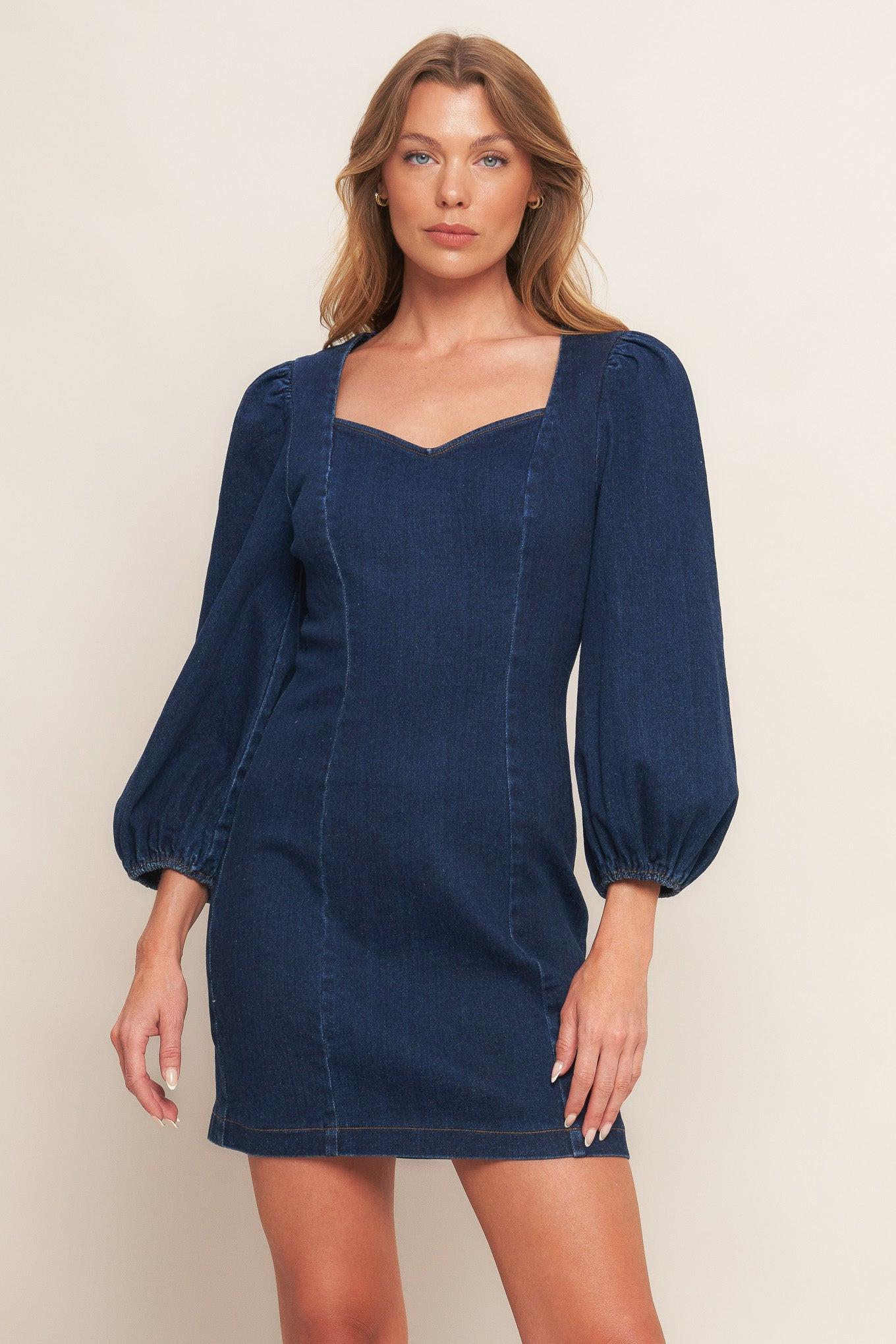 TIMELESS DENIM MINI DRESS.