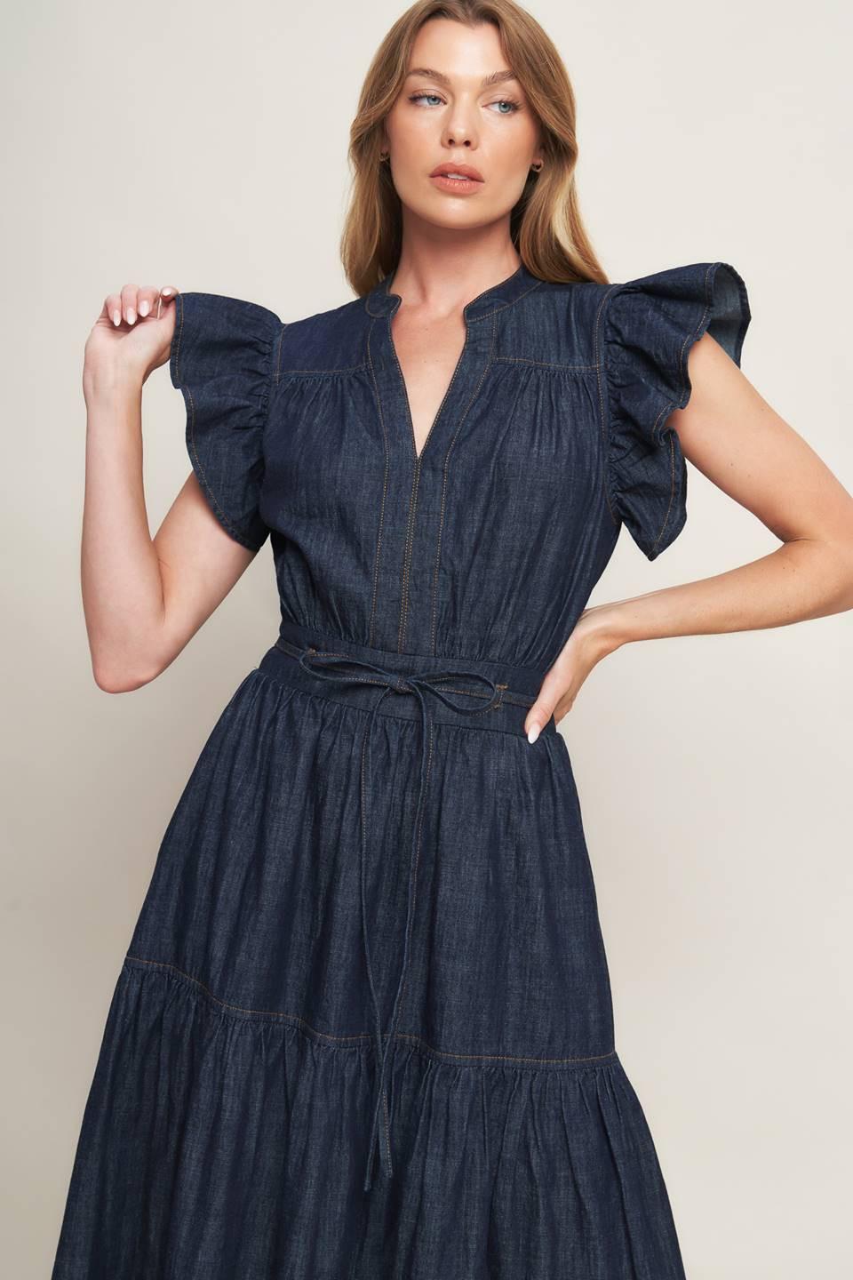 Edena Indigo Midi Dress