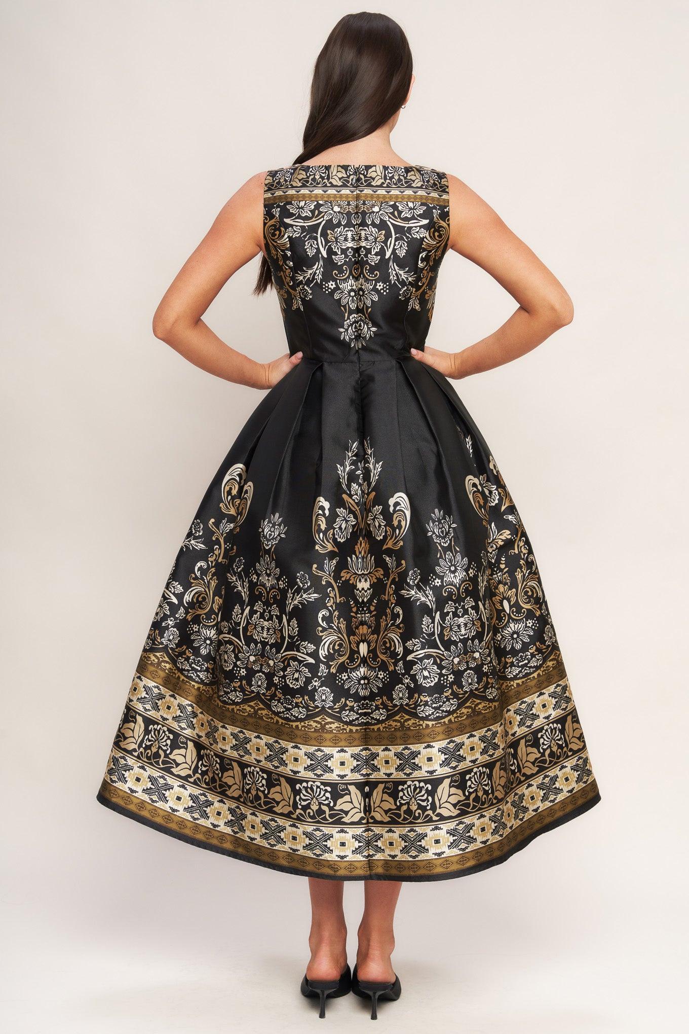 BAROQUE SPELL WOVEN MIDI DRESS.
