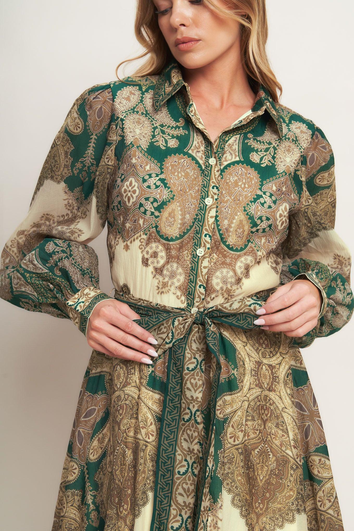 LOVELY GOLDEN VISION WOVEN MIDI DRESS.