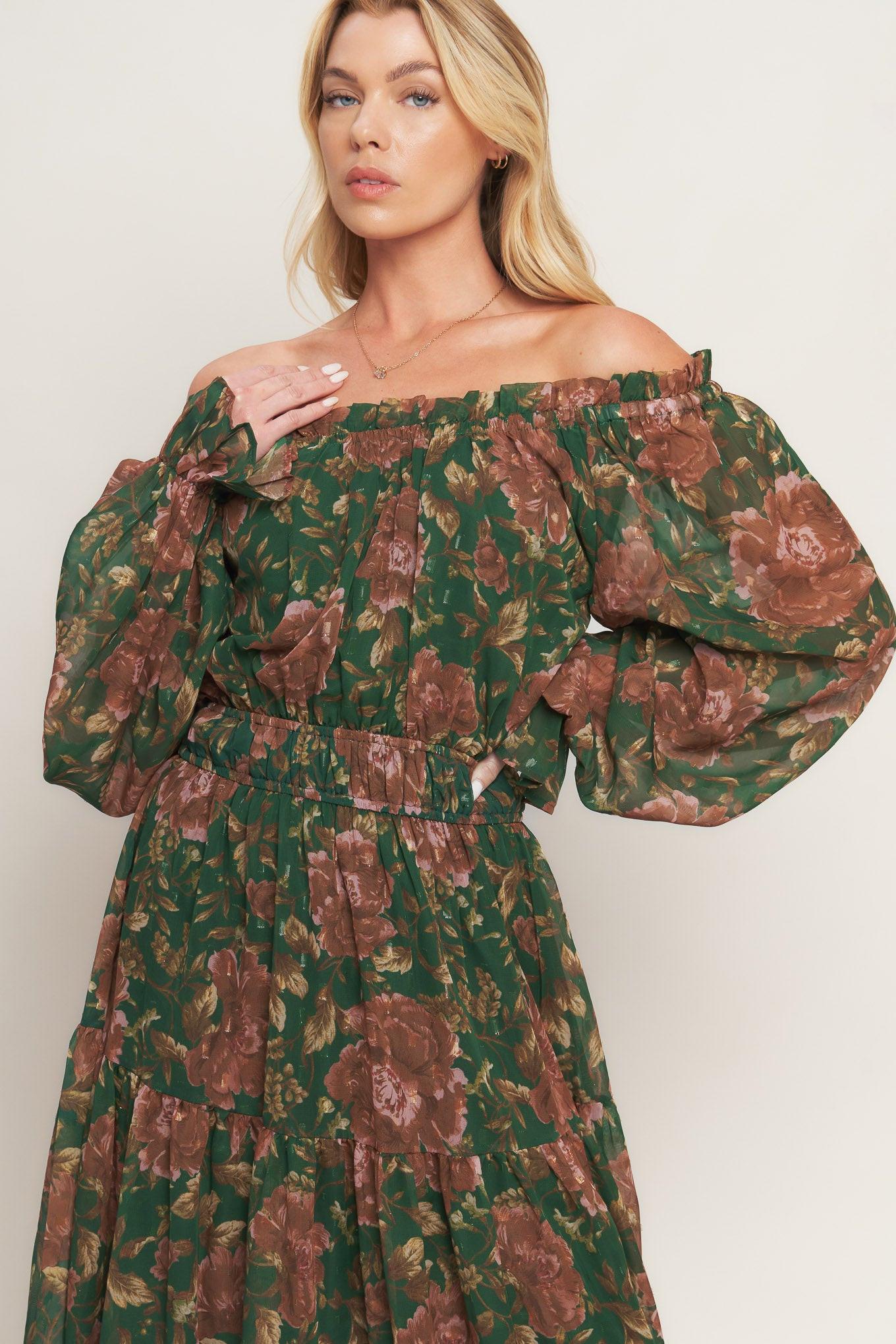 TERRACOTTA TRAIL WOVEN MIDI DRESS.