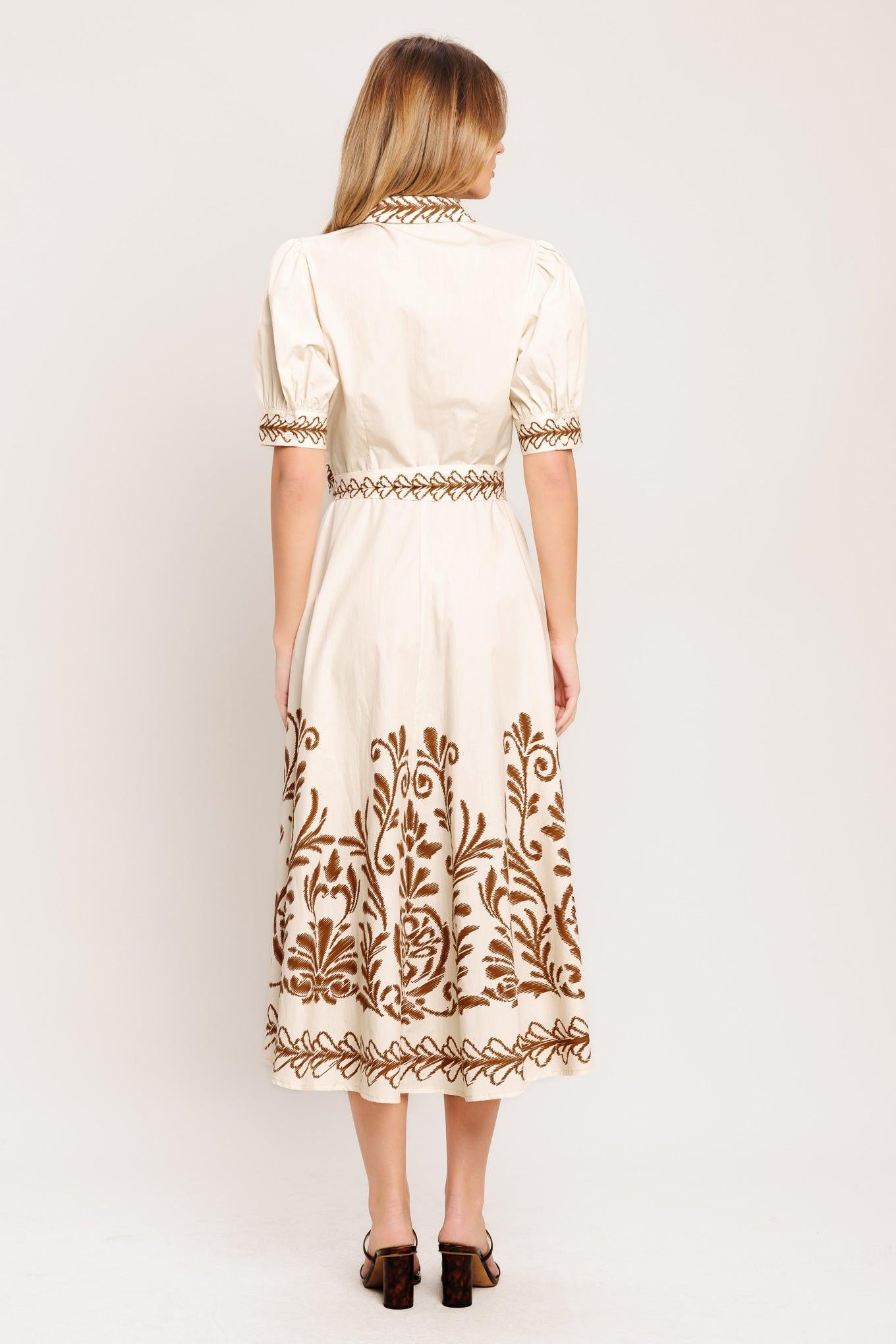 ROMANTIC HEIRLOOM WOVEN MIDI DRESS.
