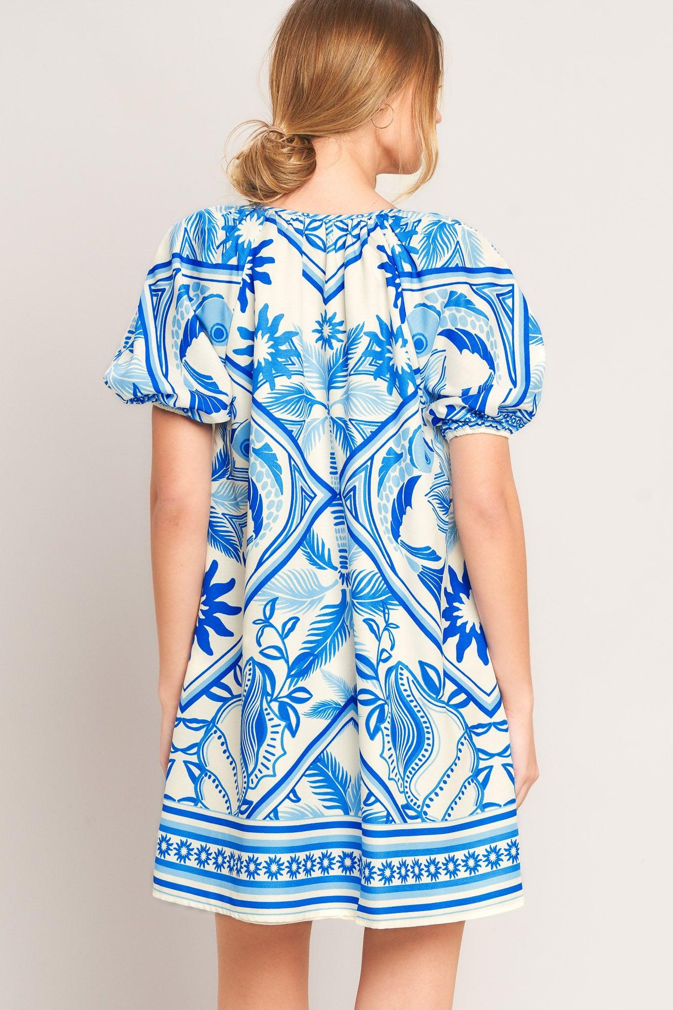 BLUE LAGOON RESORT WOVEN MINI DRESS.
