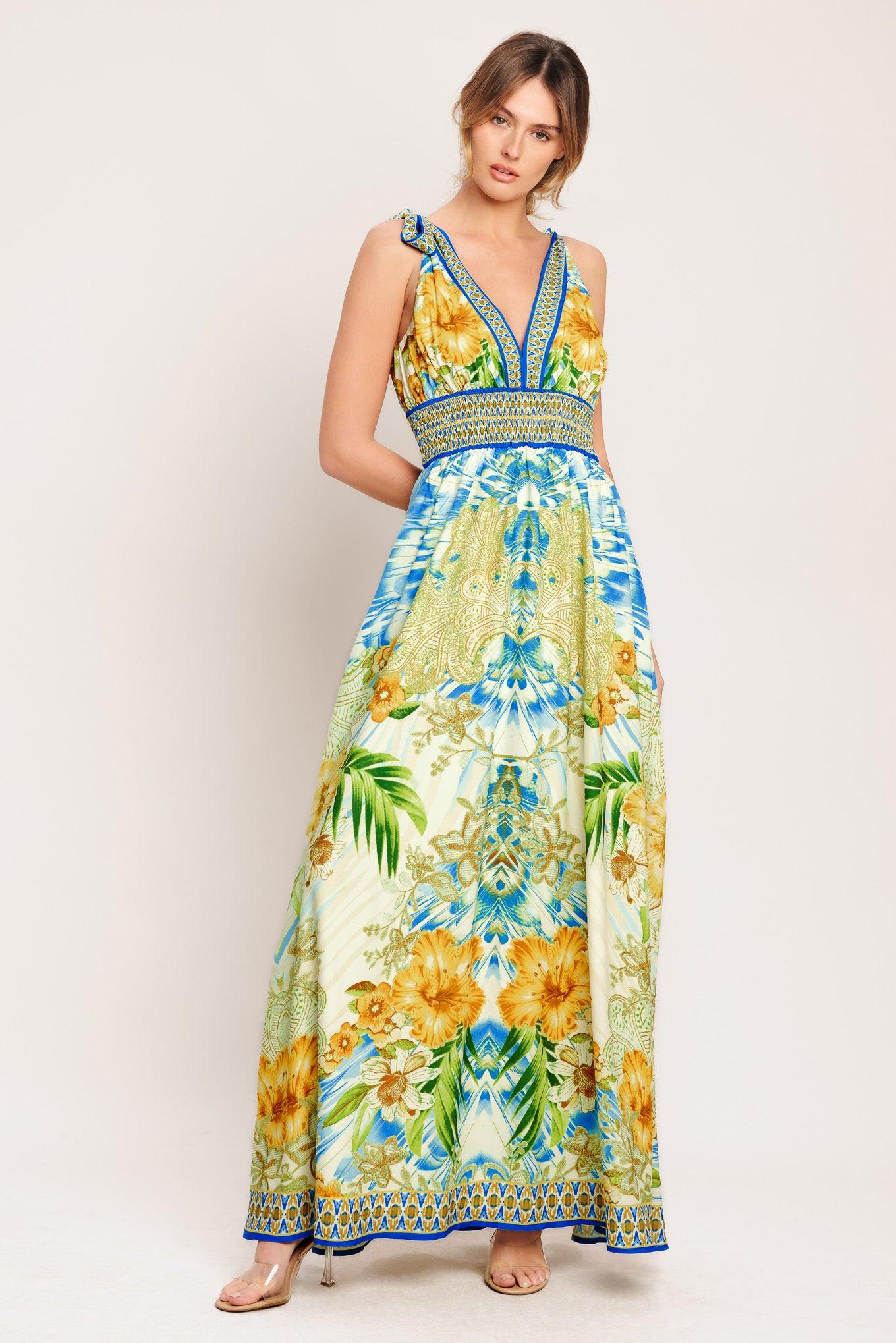 RESORT OPULENCE WOVEN MAXI DRESS.