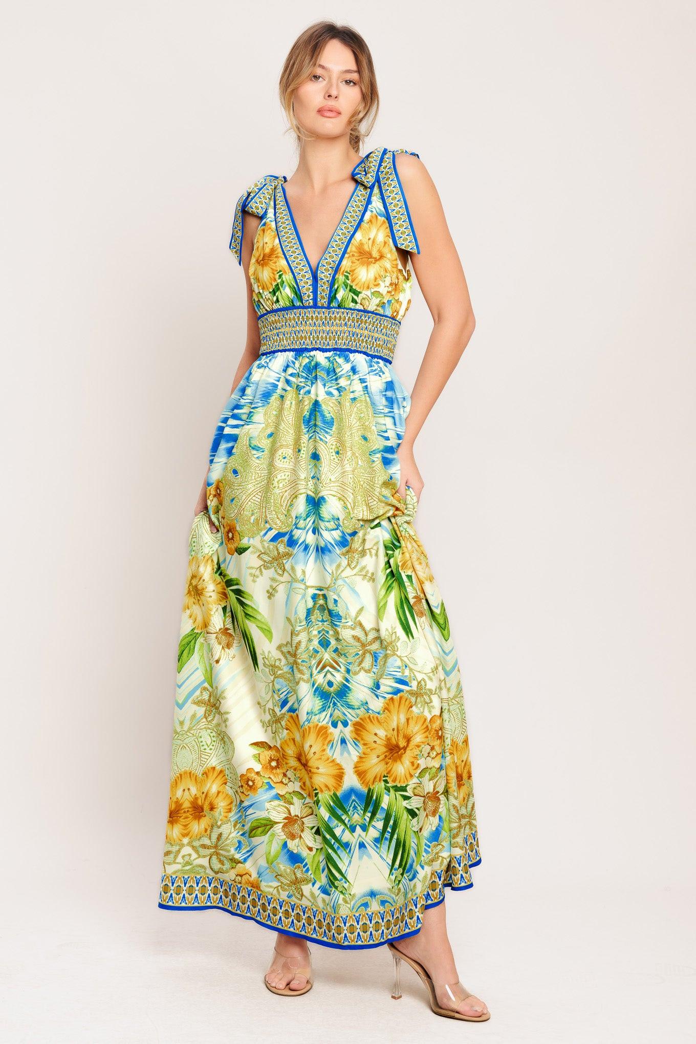 RESORT OPULENCE WOVEN MAXI DRESS.
