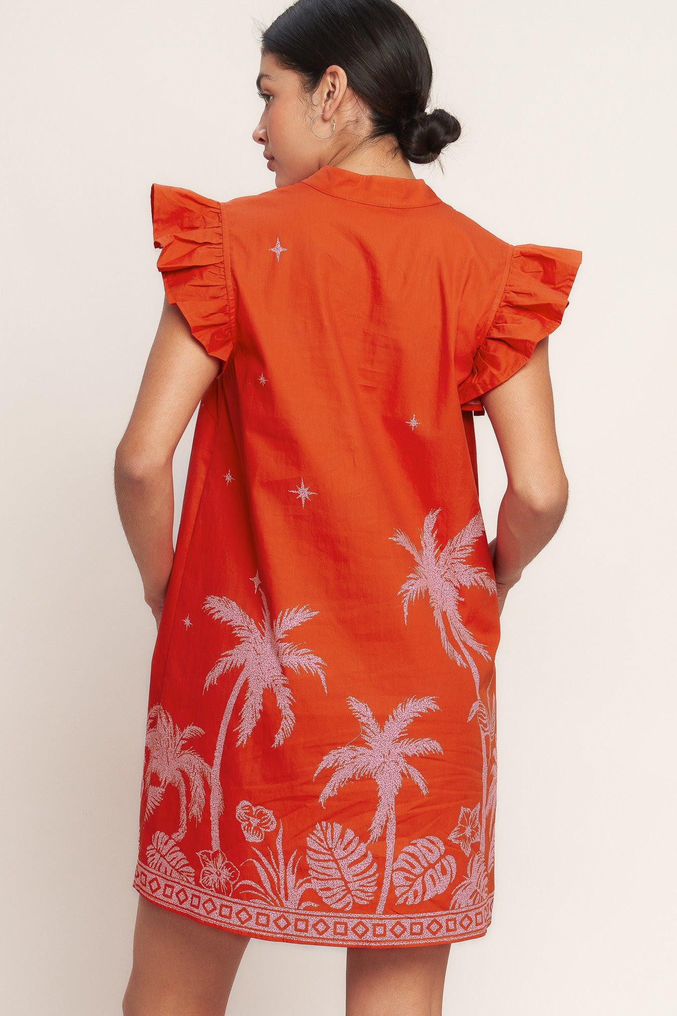 A printed woven mini dress featuring V neckline and ruffle sleeve
Details:
Self : 100% Cotton
Lining : 100% Polyester
Size & Fit
- Model is 5`8" And Wearing Size Small
- Measurements Taken From Size Small
- Approx. Length: 36" Flying Tomato